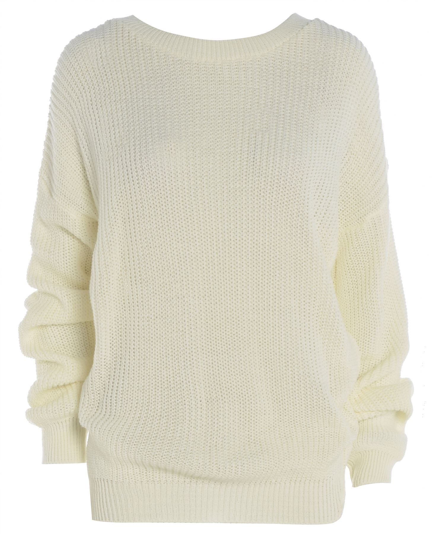 An Direct Women's Cream Oversized Fishnet Knitted Baggy Chunky Jumper Loose Sweater Top (, 20-22)