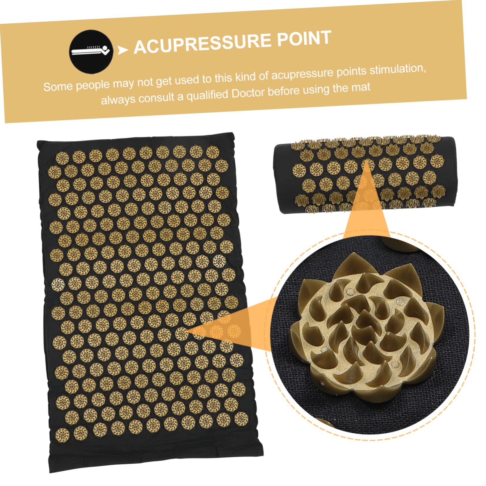 Healeved Set 2 Cuscini e Tappetino Massaggianti per Agopressione con Punti Shiatsu, Cotone Traspirante, Antidolorifico per Collo, Schiena e Corpo, Accessorio Benessere per Adulti, Anziani