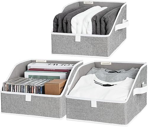 StorageWorks Contenedores de almacenamiento para armario, caja de almacenamiento trapezoidal para estantes, contenedores de armario de tela y cestas