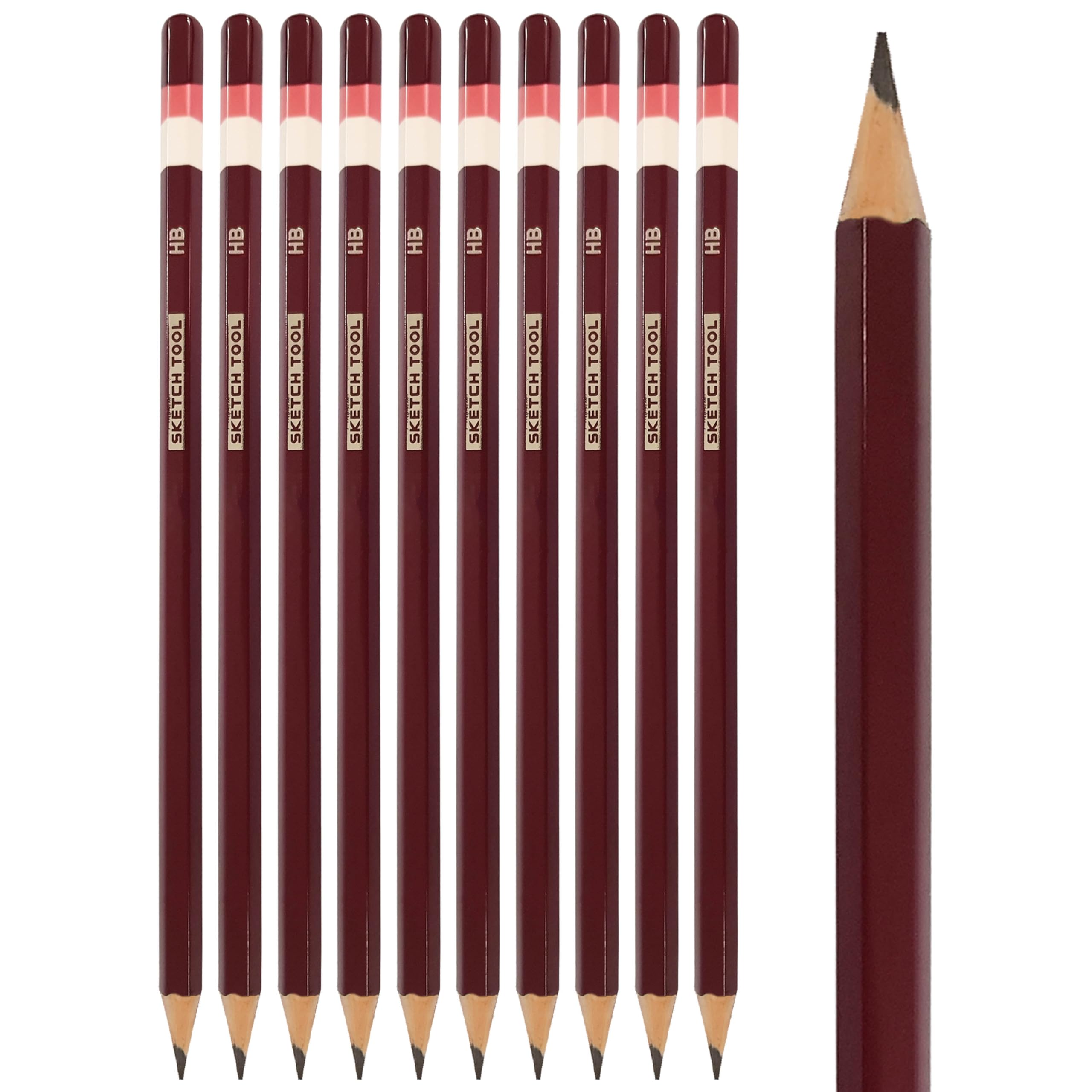 DOMSketch Drawing Pencils Pack, HB Graded, Pack of 10, Sketching Pencils for Artists Beginners Designers, Ideal for Shading Doodling Drawing, iZOFAX