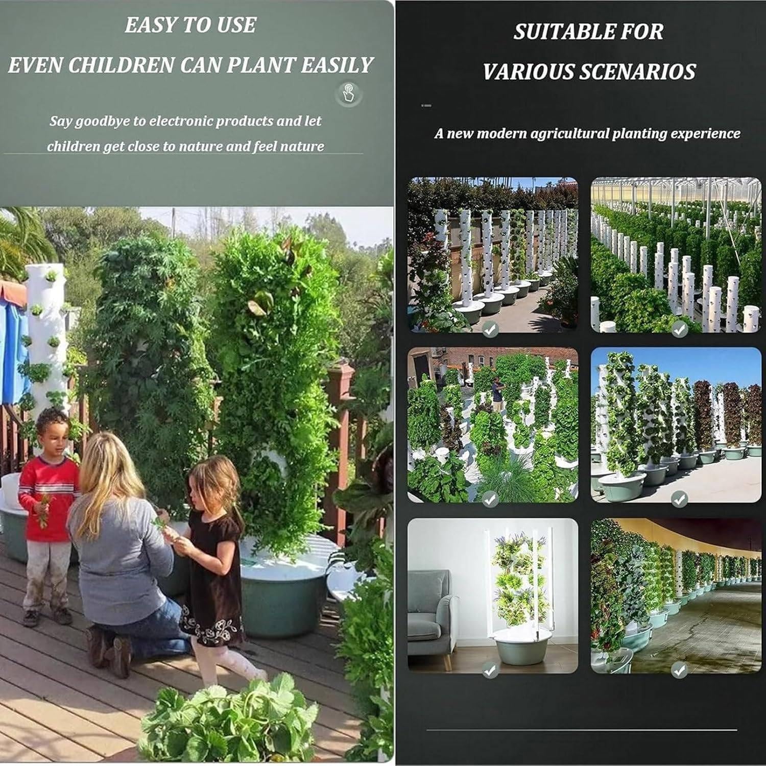 Kit Torre Hidropónica Plantación, Sistemas Cultivo Hidropónico En Torre, Kit Torre Jardinera Vertical, 6-12 Horas Iluminación, ABS, Plantación Vertical, para Amantes De La Jardinería 9楼