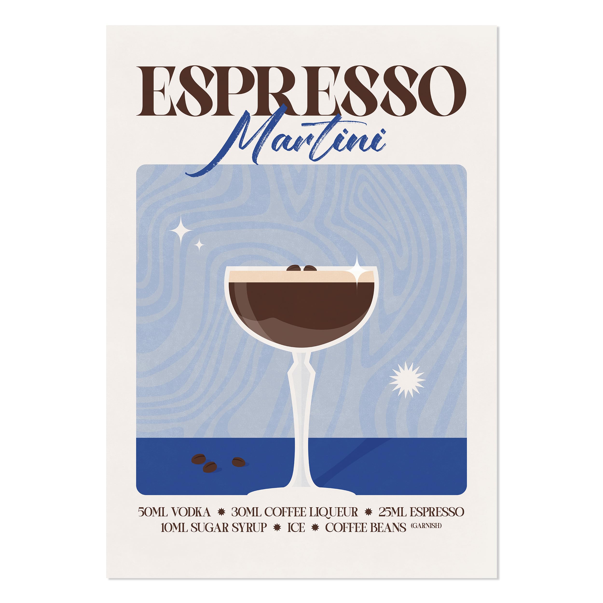 House 52 Espresso Martini Cocktail Recipe Print – Modern Wall Art for Kitchen, Bar or Dining Room – Unframed Drink Poster – A4 Size