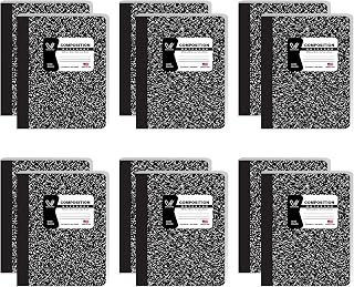 Composition Notebooks 12 Pack Wide Ruled Paper Black Marble Composition Books 100 Sheets / 200 Pages 9-3/4" x 7-1/2" School Supplies Sturdy Sewn Binding Notebook for Student College Office Writing Book