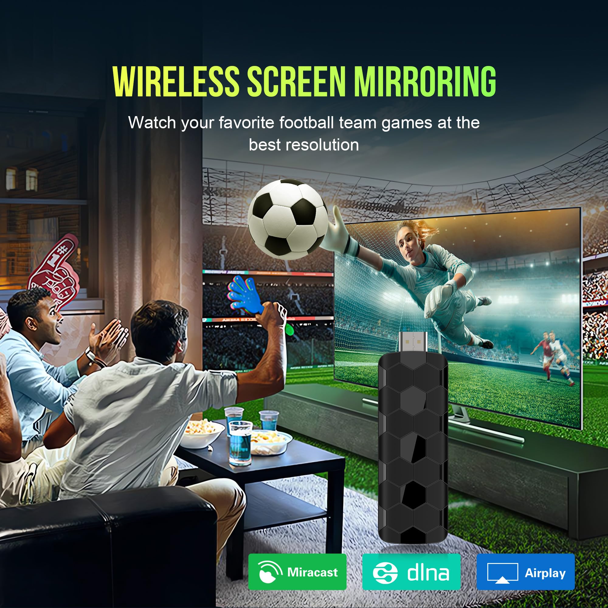 Android TV Stick 14.0, 2 Go RAM + 16 Go ROM, Puce RK3518, WiFi Double Bande 2,4G/5,8G, BT5.4, HDMI 2.0, 8K HD, Noir