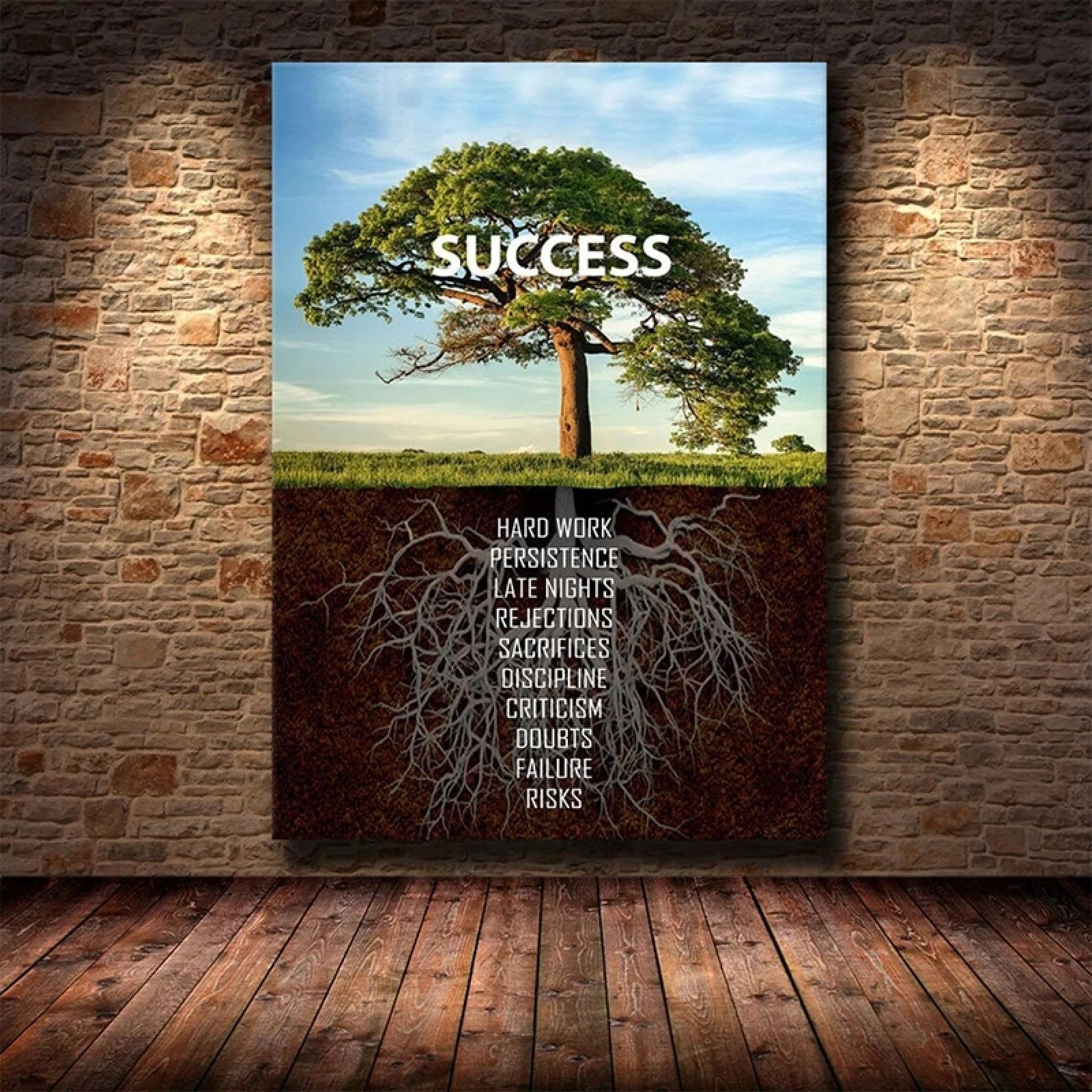 LZJAGXX Pósteres con citas motivacionales de árboles grandes, arte de pared, pintura en lienzo, imagen inspiradora impresa para decoración de sala de estar y oficina, 70 x 100 cm, sin marco
