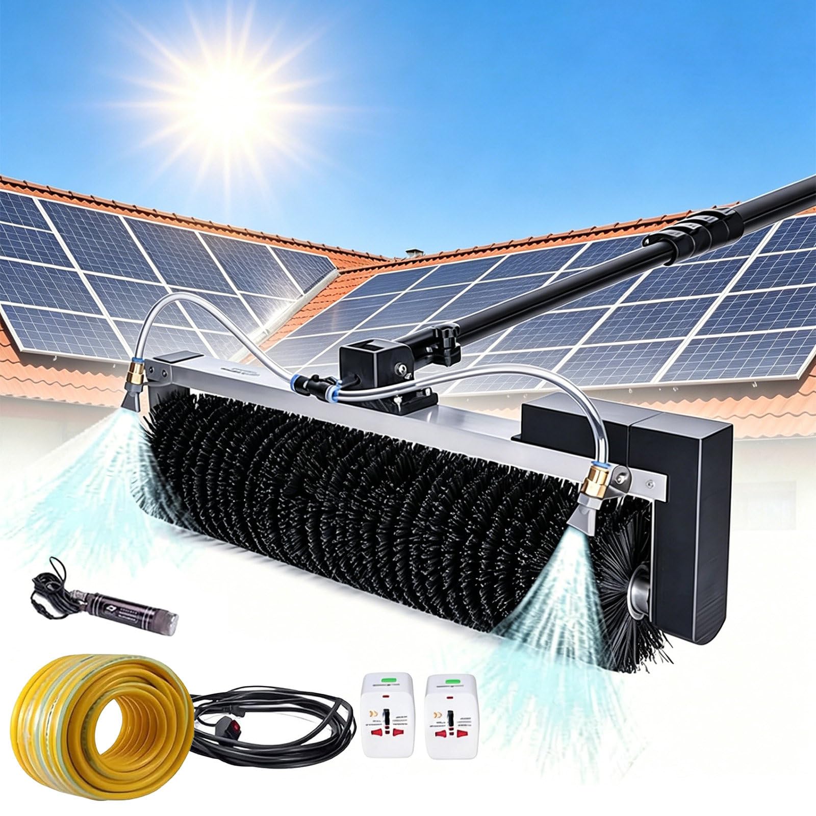 SOTIKARERY Telescopic Water-Fed Window and Solar Panel Cleaning Pole Kit — Extendable Reach Cleaner with Hose — Soffit, Fascia, Conservatory & Caravan Exterior Cleaning System 5.5m/18ft