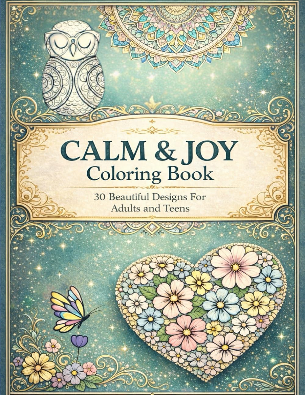 Coloring Book For Adults & Teens: Relax, Create & Unwind. 30 Beautiful Designs for Calm & Joy