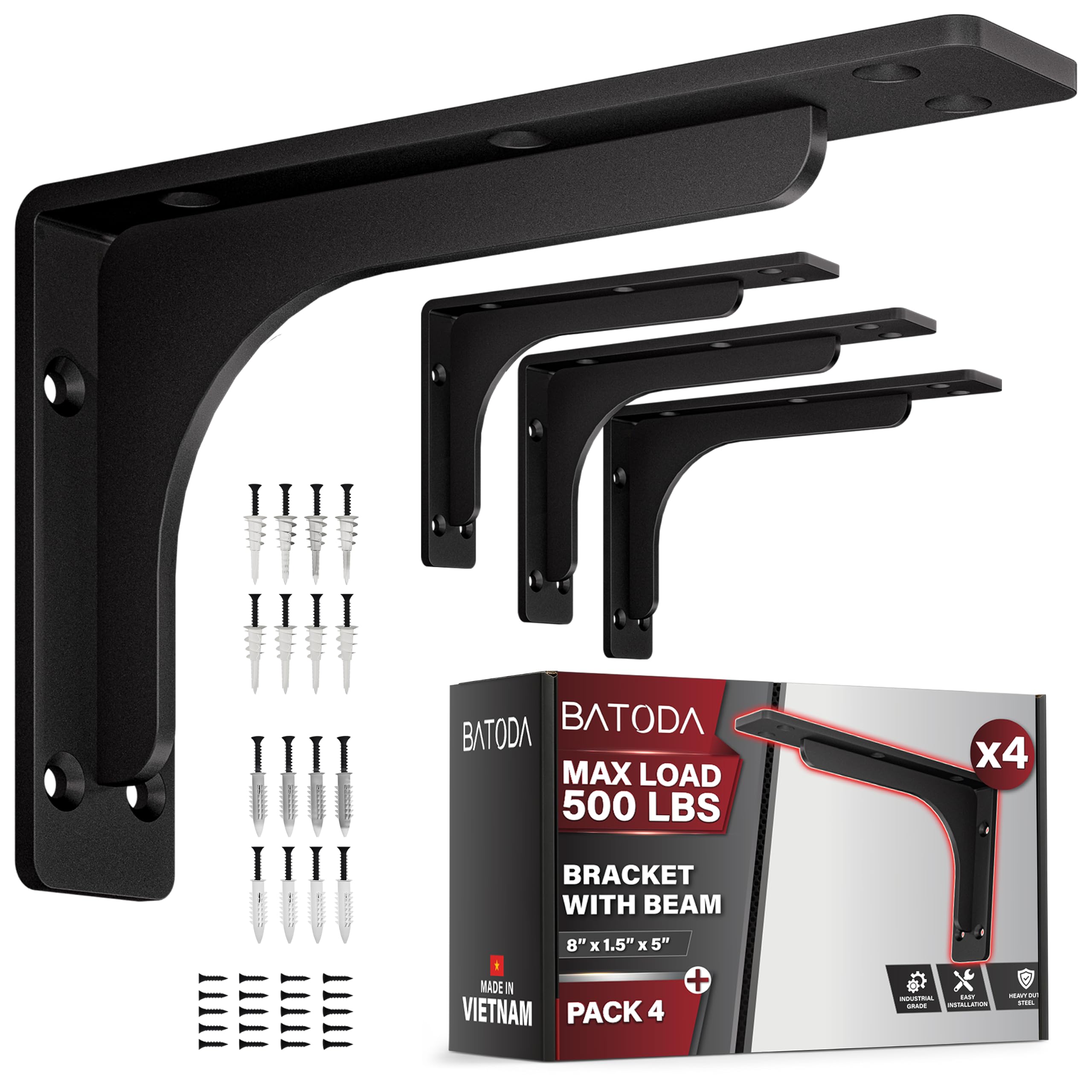 BATODA L Brackets with Beam - 300lb Capacity -8