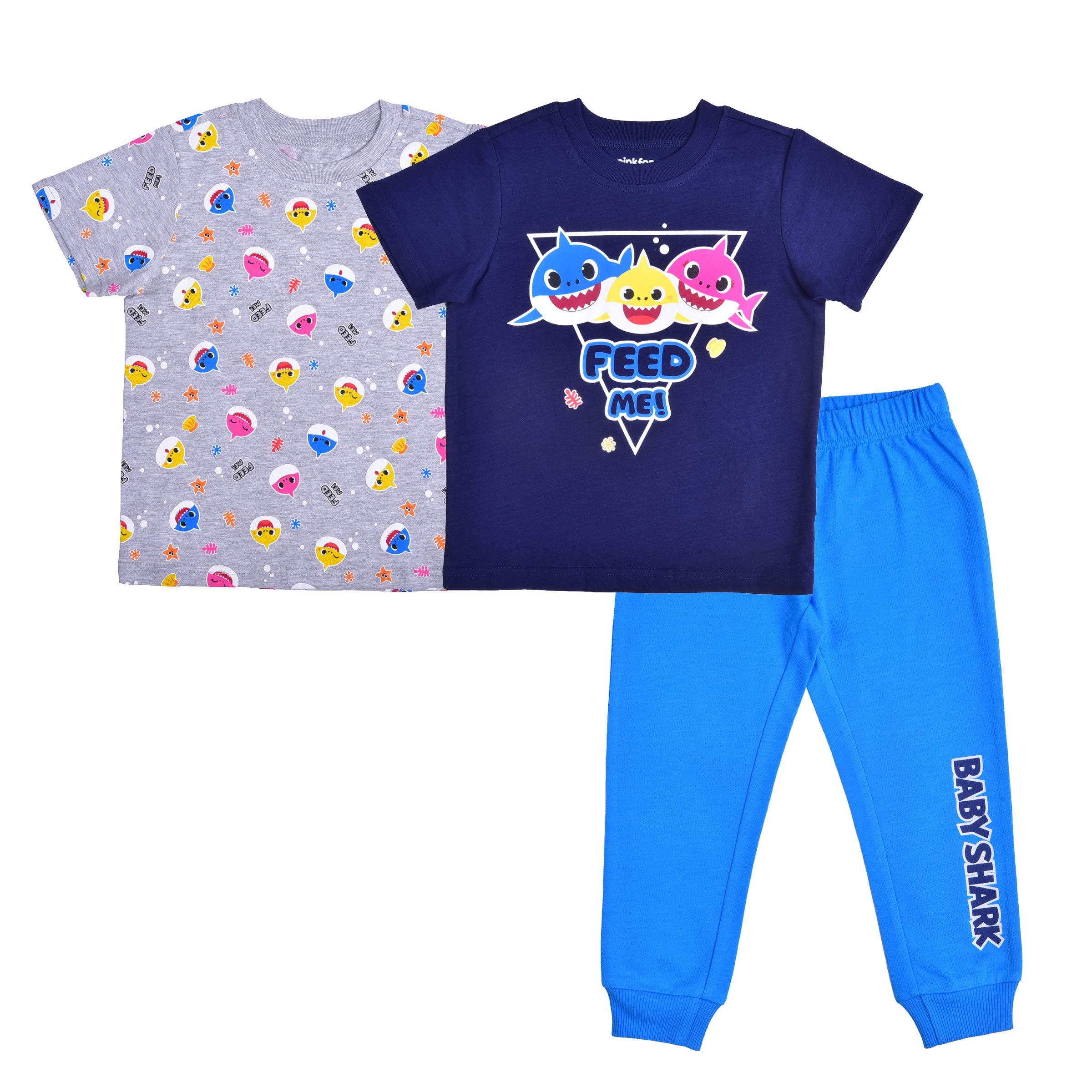 Baby Shark Boys T-Shirt and Jogger Pants Set for Toddler - Navy/Blue/Grey
