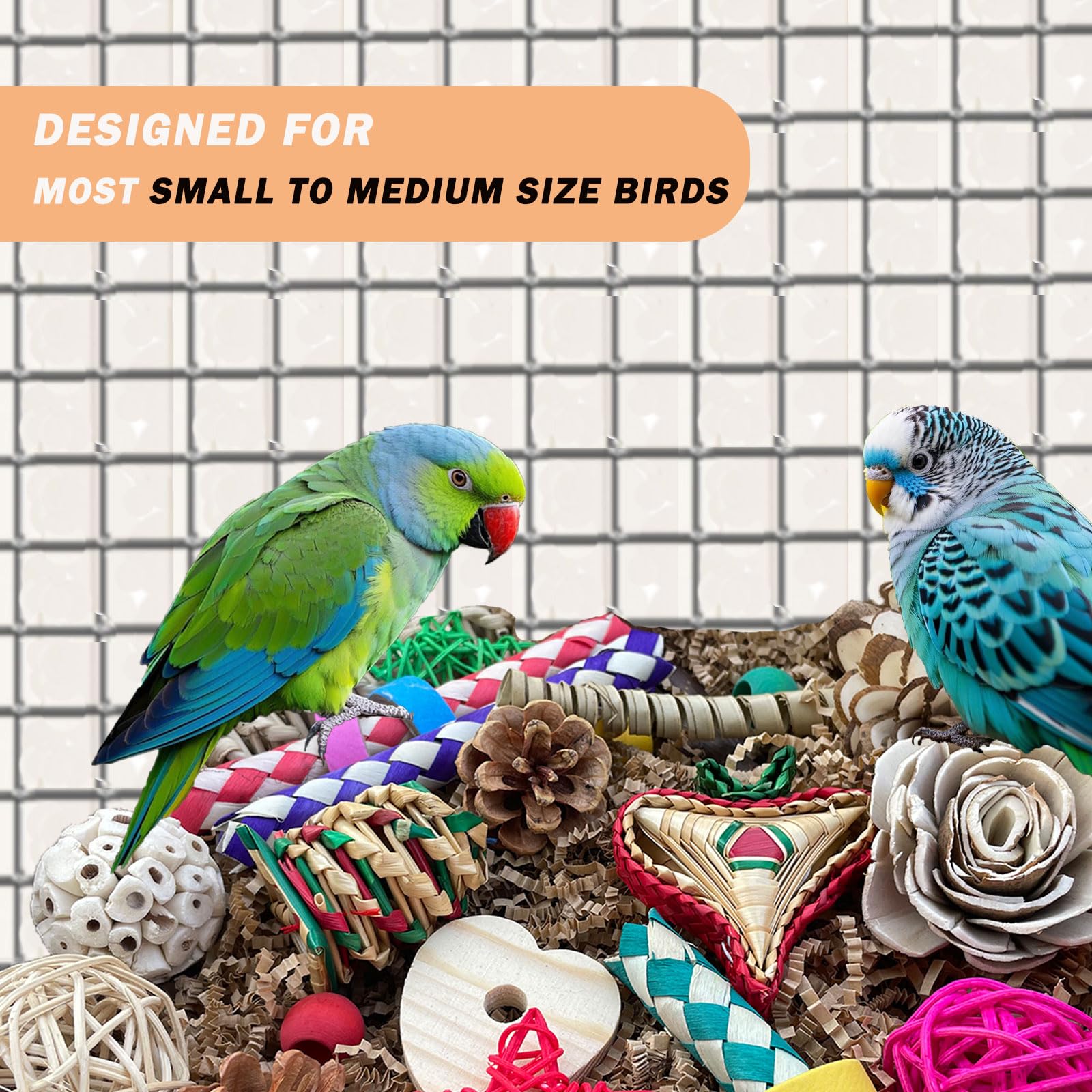 Bird Foraging & Bird Shredding Toys Box,Natural Chewing and Foraging Toys for Cockatiels,Parakeets,Conures,Love Birds & Small to Medium Parrots - image 4