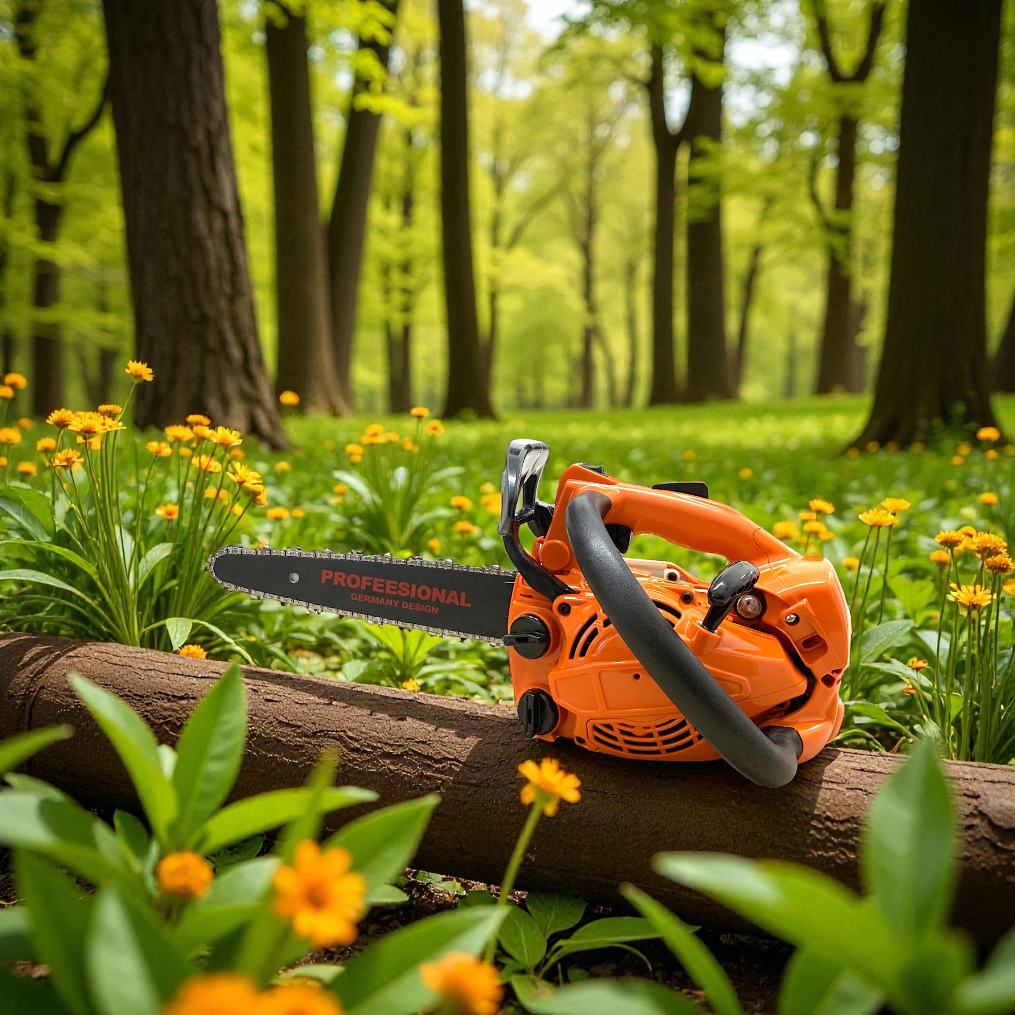 Motosega a Scoppio 25CC 2 Tempi da Potatura con Barra Carving da 30cm Potenza 0.9kW 10000 Giri/min Avviamento Easy-Start Sistema Antivibrazioni Kit Montaggio incluso Super Leggera 2.4Kg