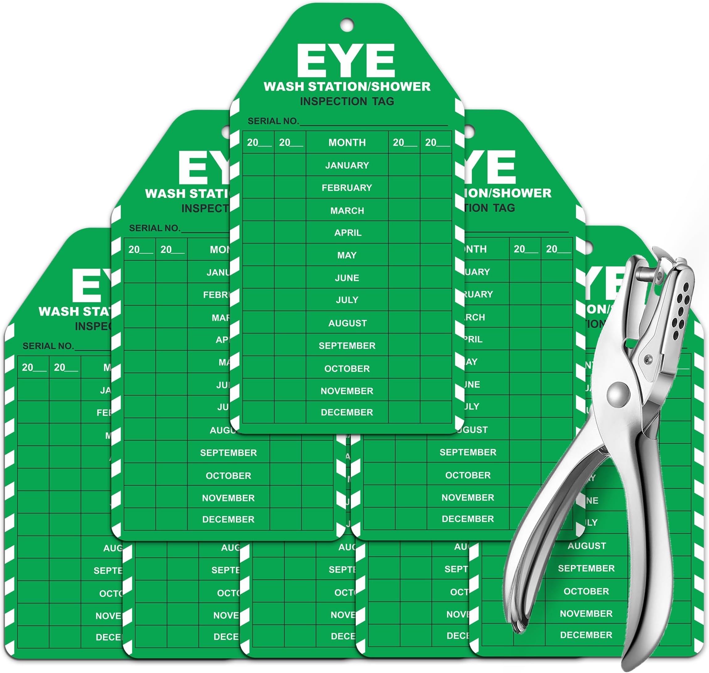 Eye Wash Station Inspection Tags 2025-08, Monthly Eye Wash Tags for Eye Wash Station/Emergency Shower, OSHA Approved Plastic Eyewash Station Test Record Tags, 50 Pack Eyewash Tags