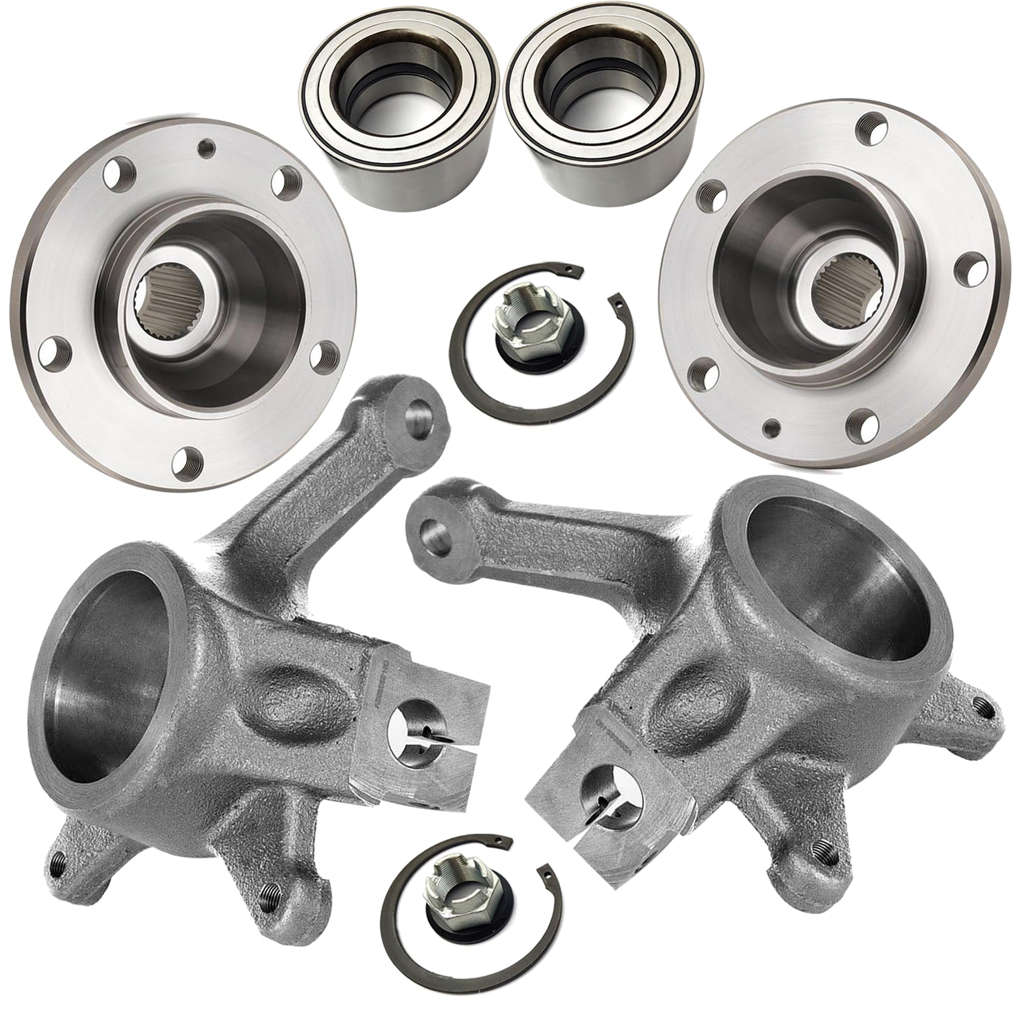 Kit Réparation AVEC 2 Porte Fusées ET 2 Moyeux ET 2 Roulements de Roue Avant Gauche et Avant Droit 24 mm compatible pour INTERSTAR X70 MOVANO A X70 MASTER II - 7701206740 4403023 4403024