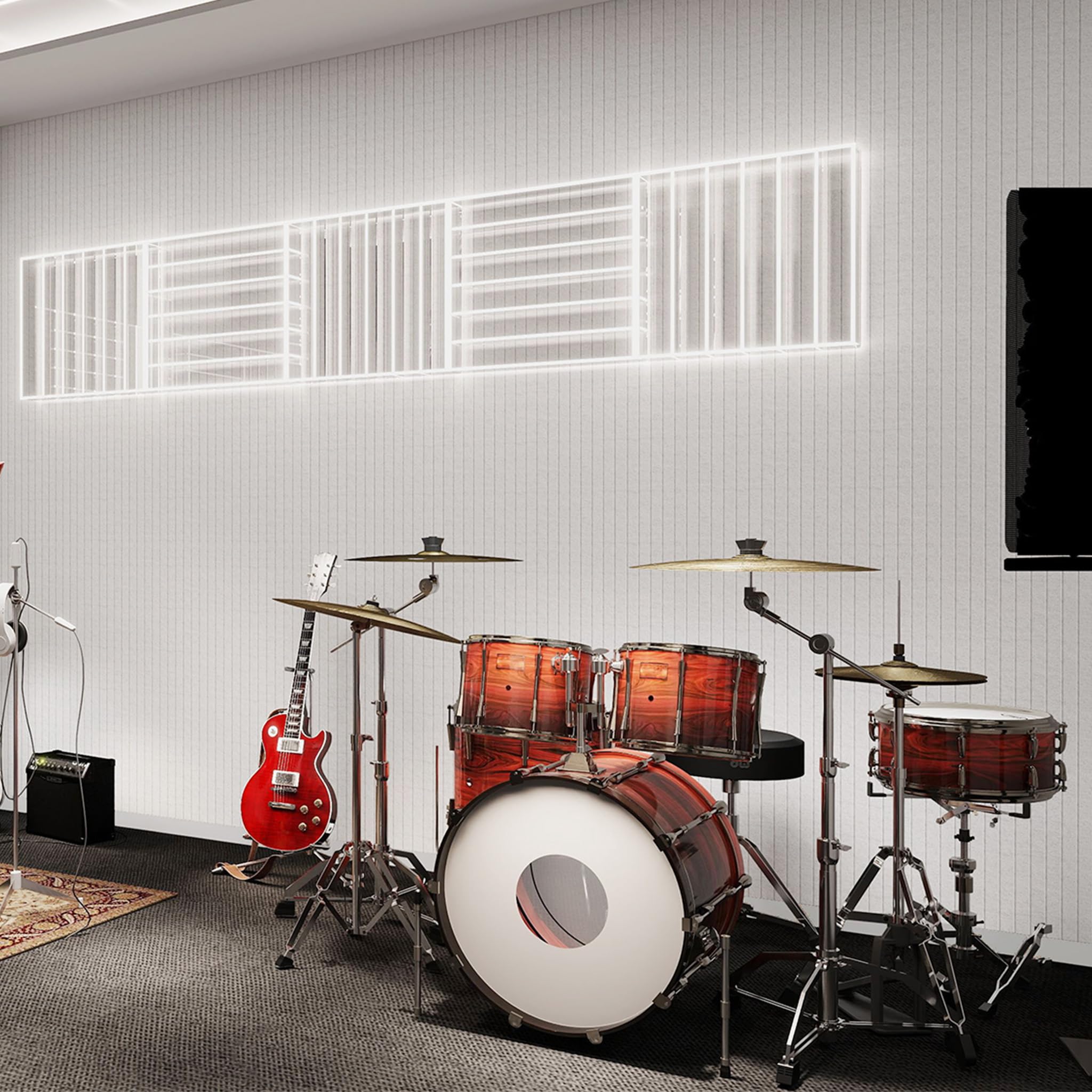 YRHome Lot de 4 panneaux acoustiques autocollants - 120 x 60 cm - Grands allongés - Isolation acoustique - Haute densité - Absorbeur acoustique - Pour studio, maison, jeux - Blanc