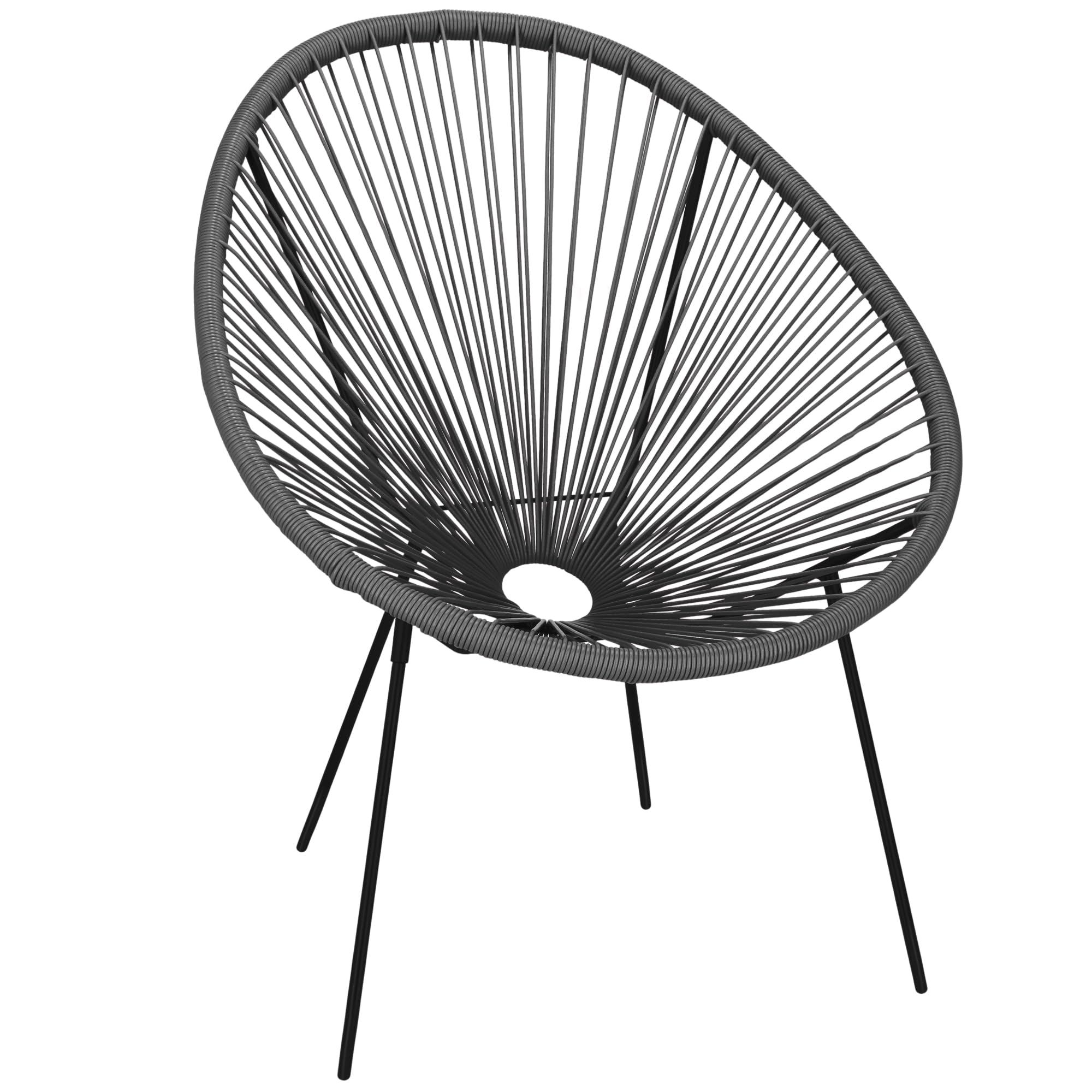SPRINGOS Chaise de Jardin Acapulco Gris 73x40,5x87 cm – Fauteuil en Rotin PE avec Pieds Métalliques, Siège Confortable pour Salon, Balcon ou Terrasse