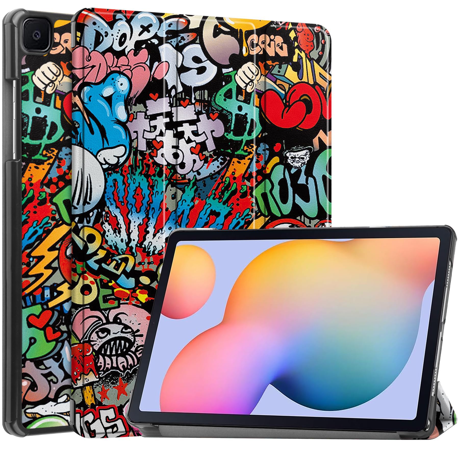 proelite case cover for samsung galaxy tab a 10.1 inch cover, smart trifold flip case cover for samsung galaxy tab a 10.1" t510/t515, hippy