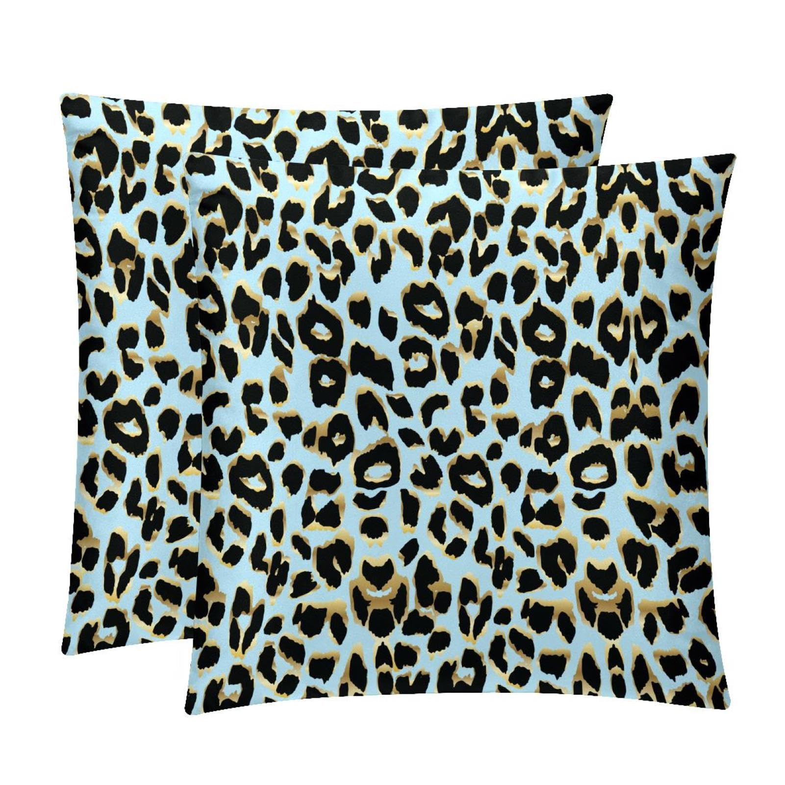 TDGKPZ Leopard Blue Throw Pillow Covers 2 Pack Pillowcases Soft Cozy Pillow Cases For Couch Bed Sofa 50x50cm