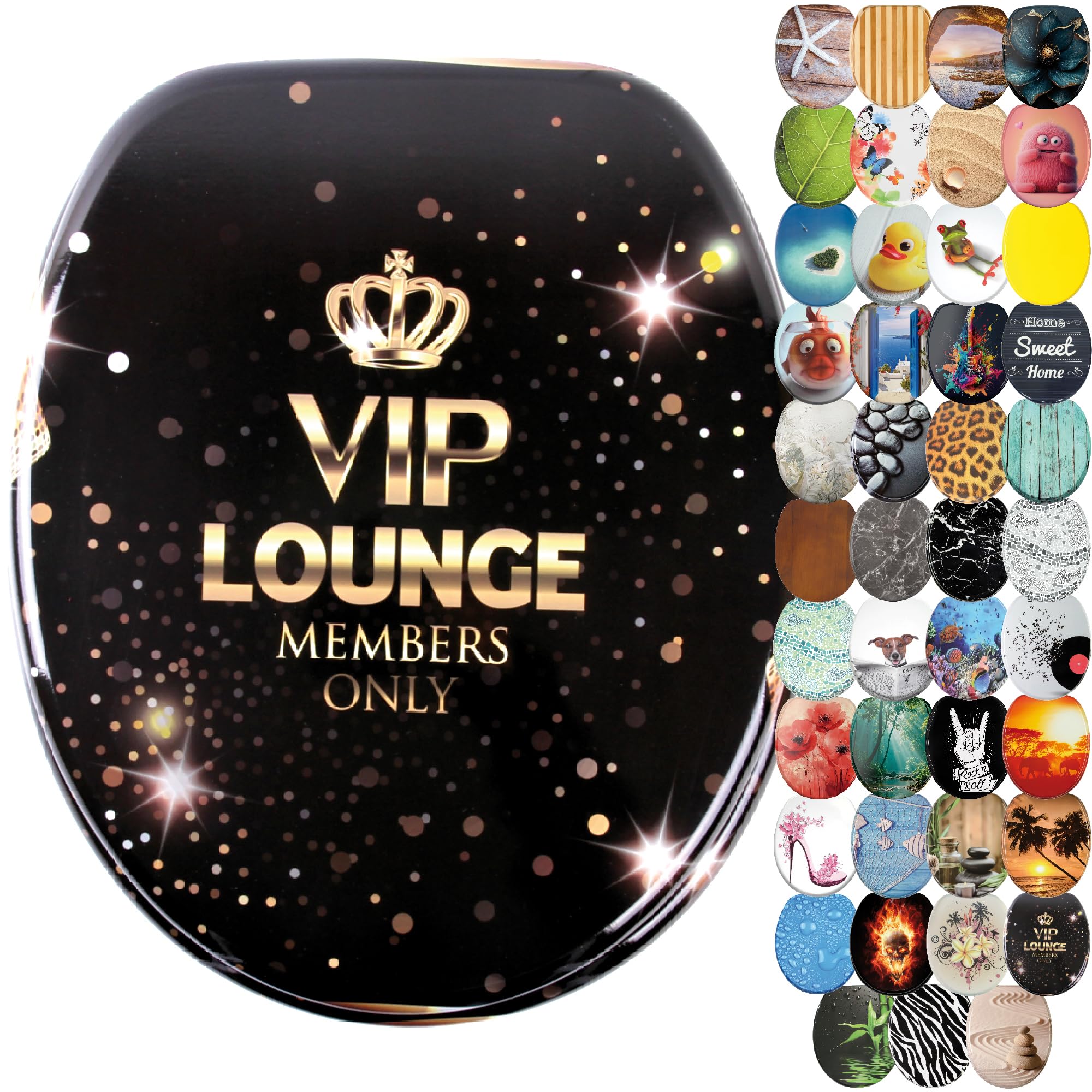 Sanilo Soft Close Toilet Seat, Wide Choice of New Toilet Seats, Stable Hinges, Easy to Mount (VIP Lounge)