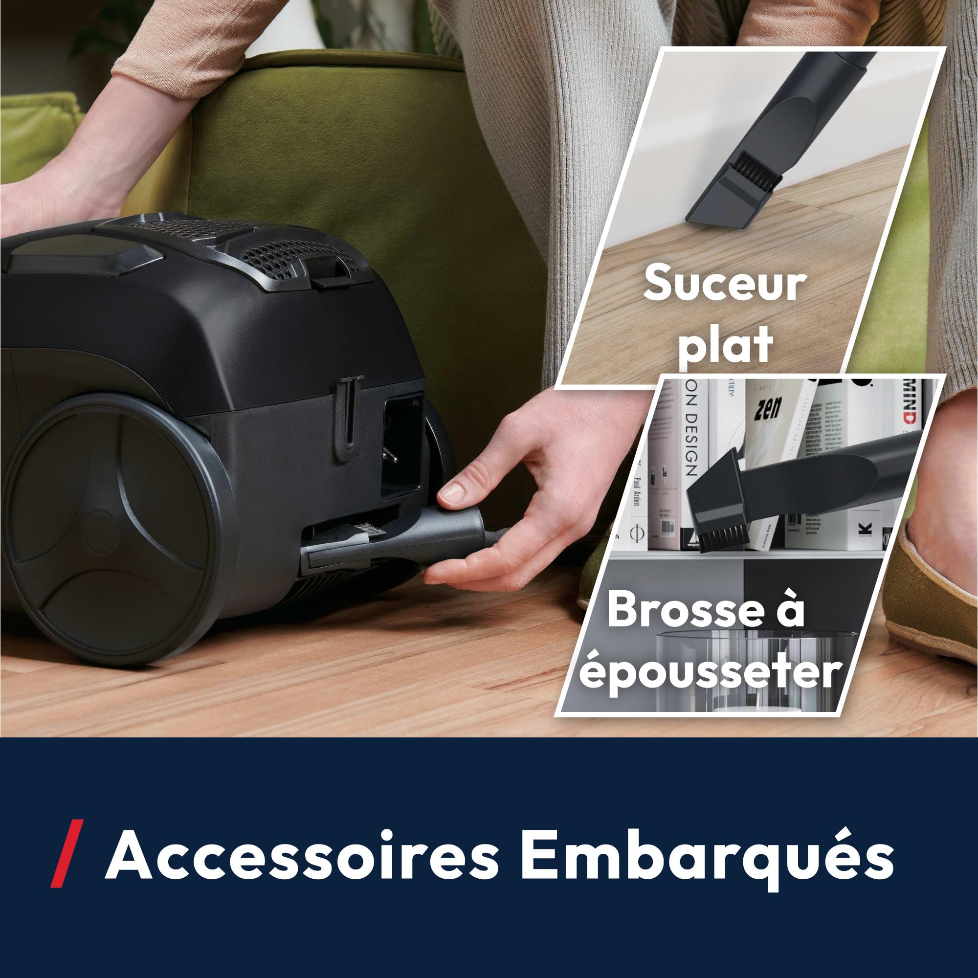 Hoover HP1 Home Aspirateur Traineau sans Sac Compact et Puissant HPZ107HM, Haute-Performance, 2 Brosses Sols Durs-Tapis & Spéciale Parquet, Tech. Cyclonique, Filtre Lavable, Vidage Facile,Accessoires