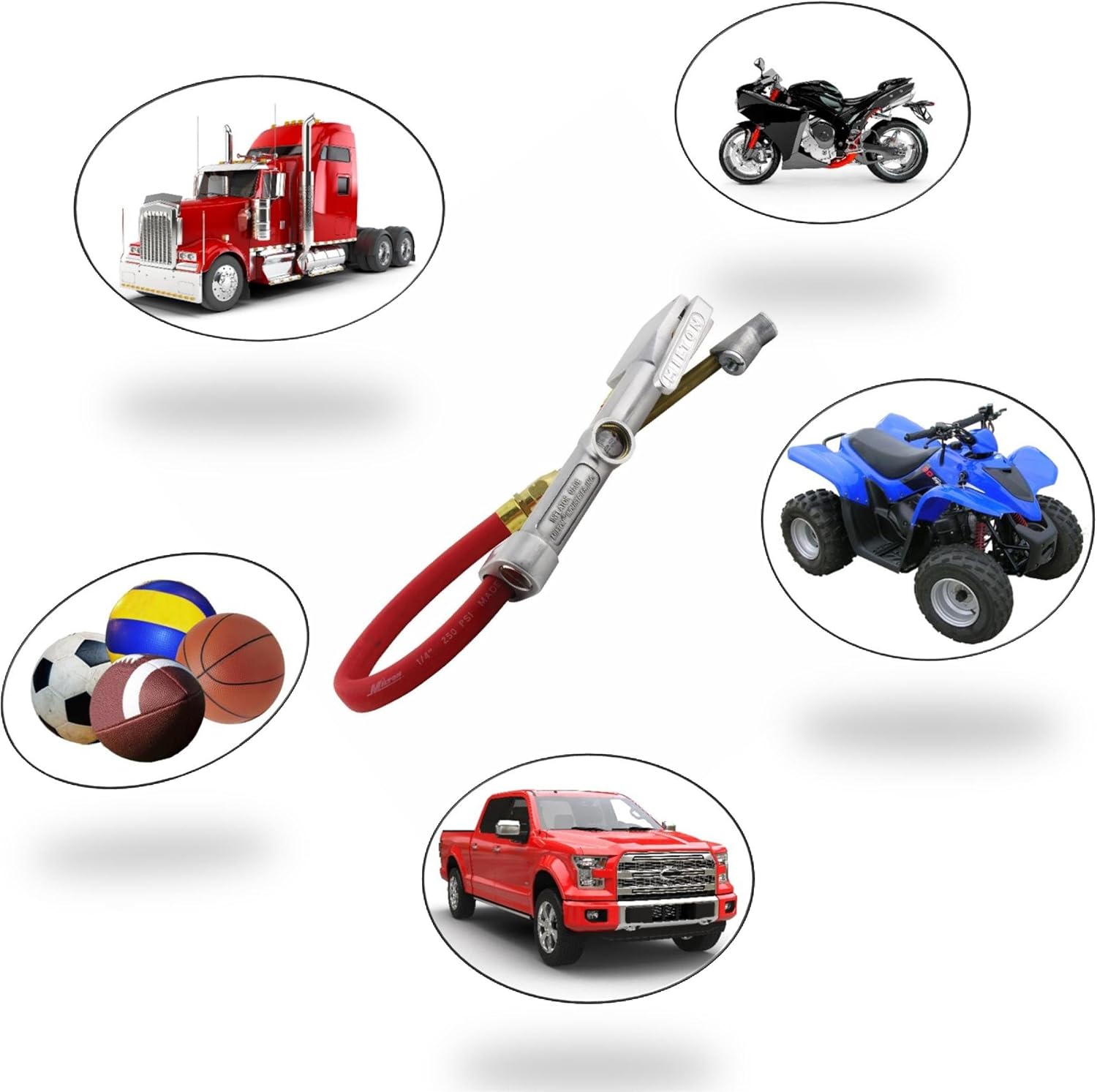 Milton S-516 Analog Tire Inflator with Pressure Gauge, 15" Hose Straight Foot Lock-in Thread Chuck, Made In USA 10-160 PSI : Automotive