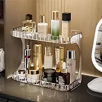 Organizador de Maquiagem Multiuso 2 Andares em Acrílico Premium – Prateleira Transparente Para Cosméticos, Makes, Banheiro, Cozinha, Quarto ou Penteadeira com Design Moderno e Elegante