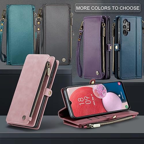 Miniatura 7 de Defencase Funda para Galaxy A32 5G, bloqueo RFID para Samsung Galaxy A32 5G, cartera para mujeres y hombres con tarjetero, cierre magnético, funda