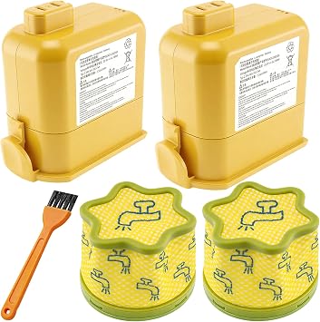 LGA9-2 + 2 Pack Replacement Pre-Filters Battery Compatible with LG Cordzero A9 Ultimate EAC63382201 EAC63382202 MEV65921201 Cordless Stick Vacuum Cleaner EAC63758601
