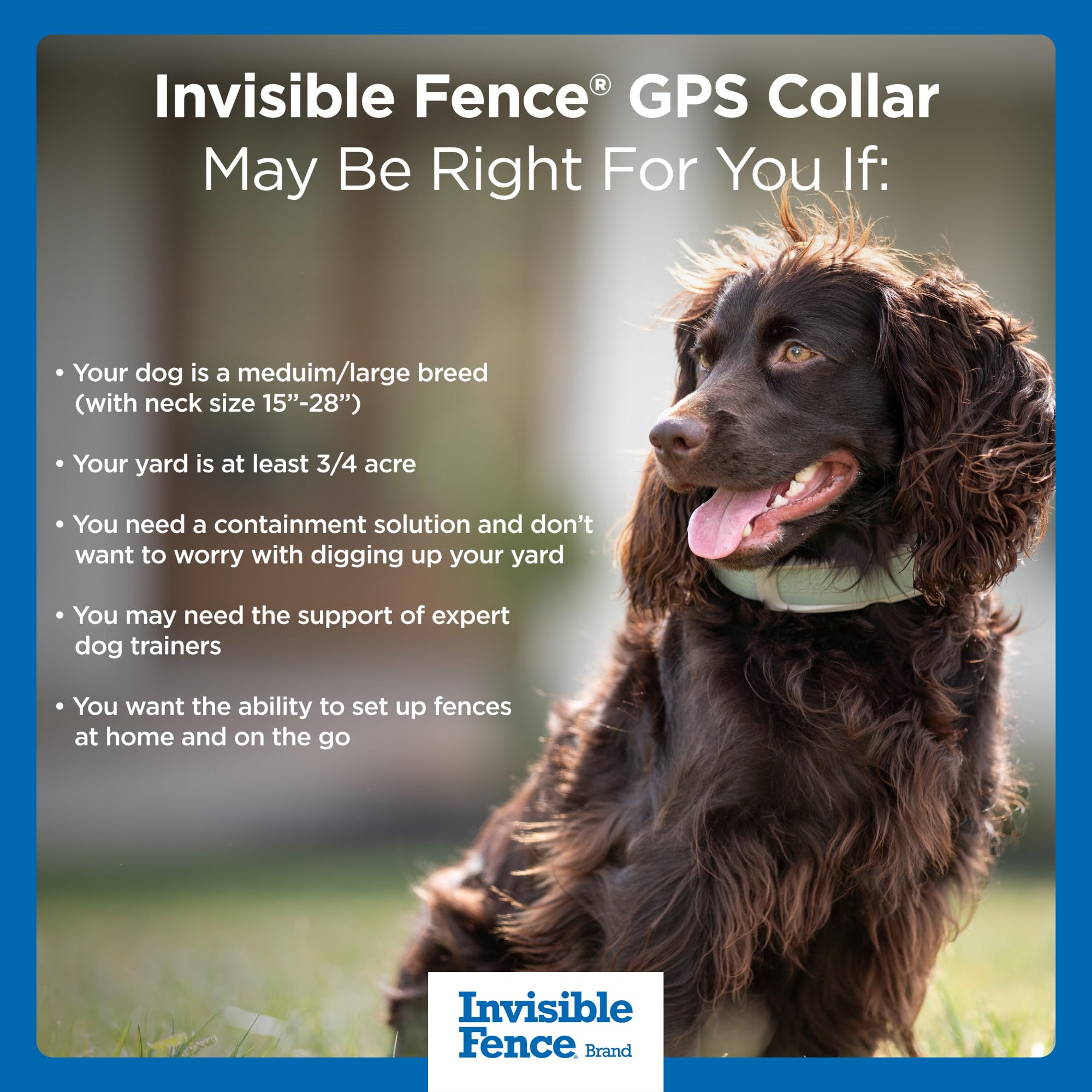 Invisible Fence GPS Dog Fence & Tracking Collar, Wireless Dog Fence & GPS Tracker, Create up to 20 Electric Fences, for Medium & Large Dogs with Neck Sizes 15