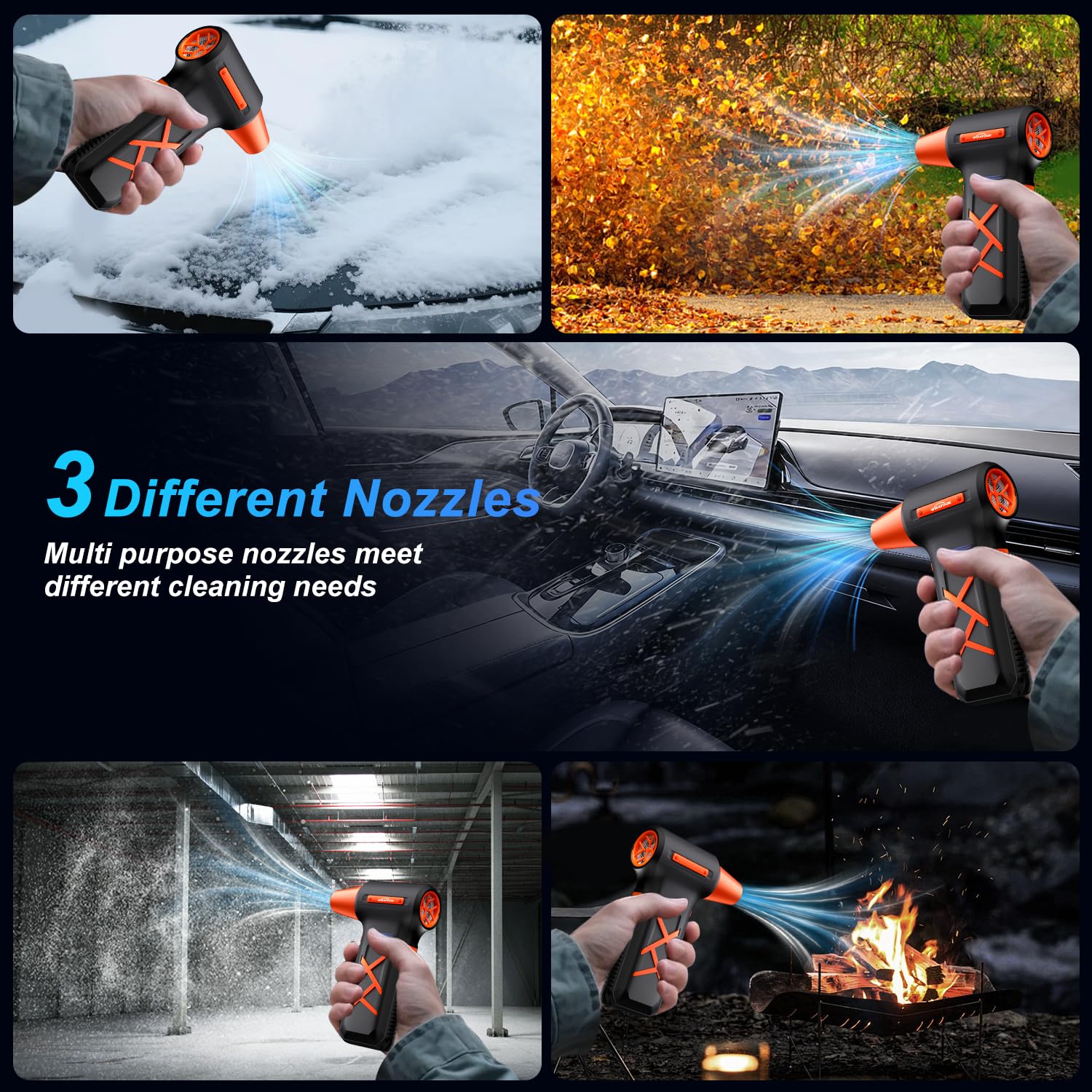 WHATOOK Souffleur Air Comprimé: 250000 TR/Min Pulvérisation d’Air Comprimé avec 270 Minutes d'autonomie Ultra-Longue, 3 Vitesses Souffleur Puissant pour PC Duster, Nettoyage PC, Maison, Voiture