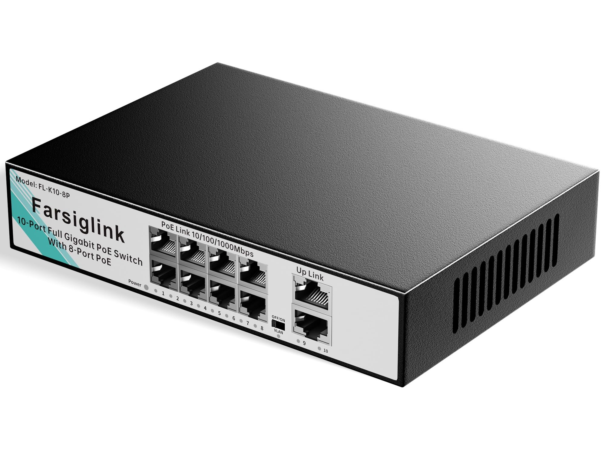 Switch PoE 8 Ports Gigabit, 8 PoE+ 120 W, 2 Uplinks Gigabit, Plug & Play