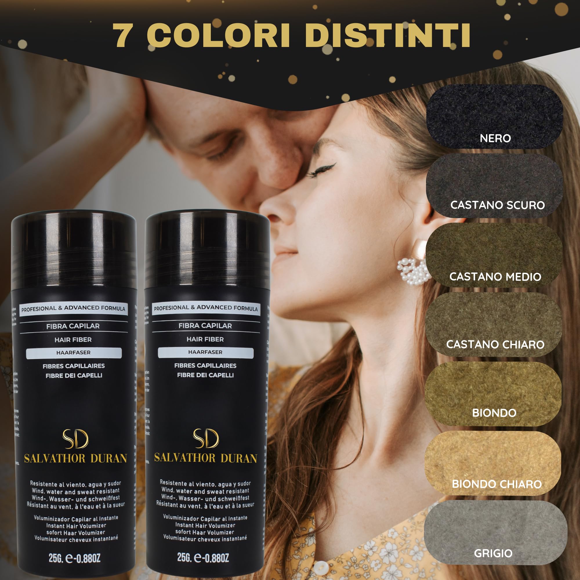 Salvathor Duran Fibre per Capelli 2x25g (50g Totale) - Polvere di Cheratina - Hair Fiber
