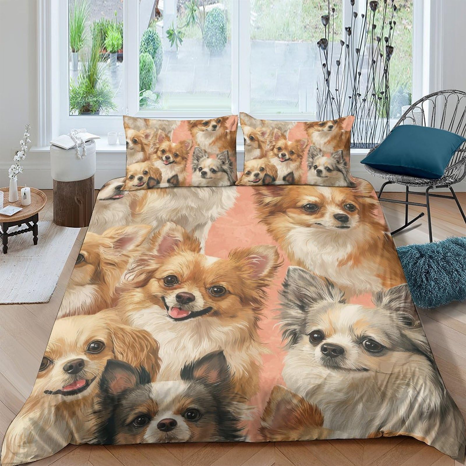 Ctjqhvkz Style-10 3D Printed Cute Chihuahua Dog Fitted Sheet Microfiber Soft Animal Pattern Bed Sheet For Bedroom Guest Room Decor Single（135X200cm）