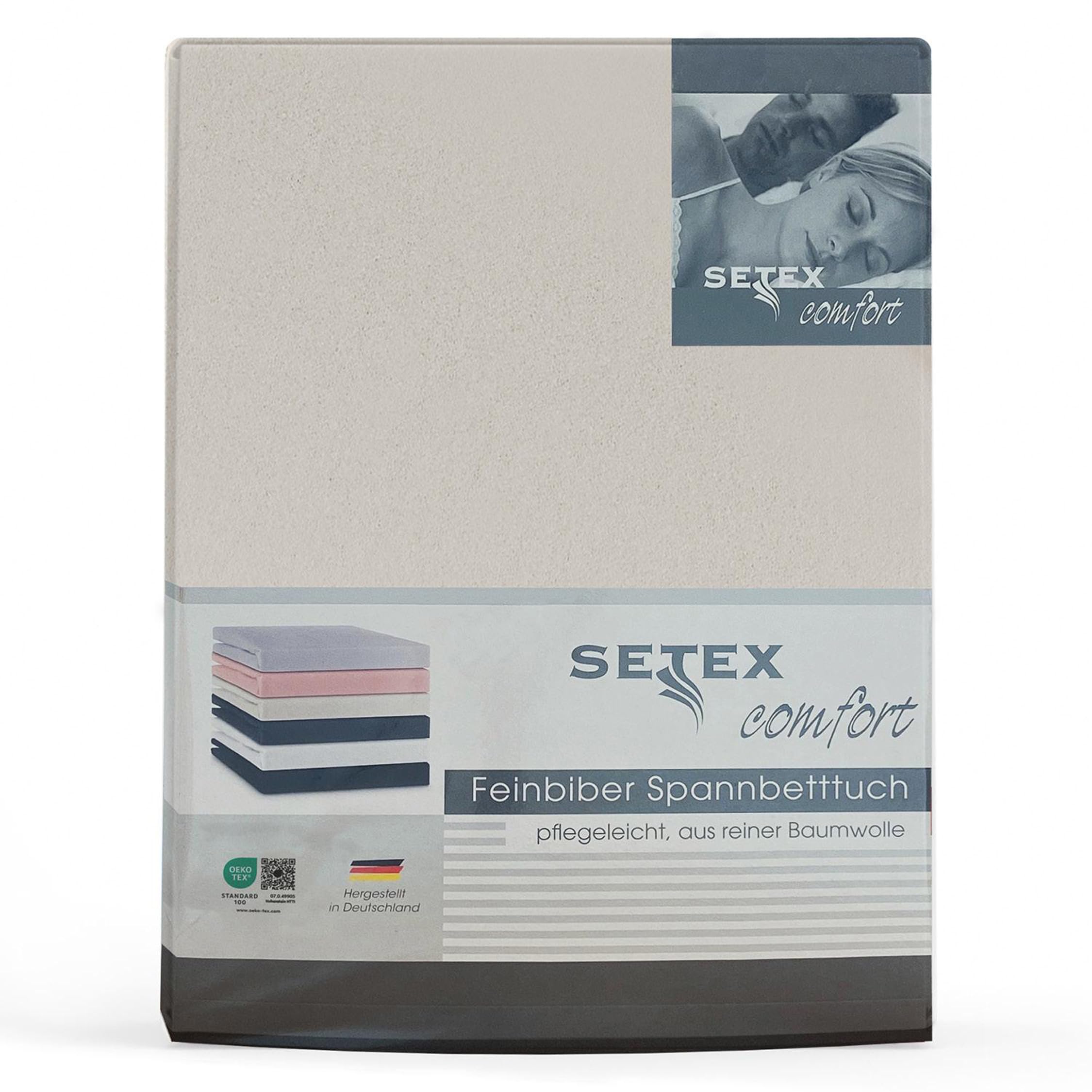 Setex - Feinbiber Bettlaken mit Gummizug kuschelig weich - Biber Spannbettlaken aus 100% Baumwolle mit rundum Spanngummi - Bettwäsche ganzjährig - Betttuch 180x200 cm Natur