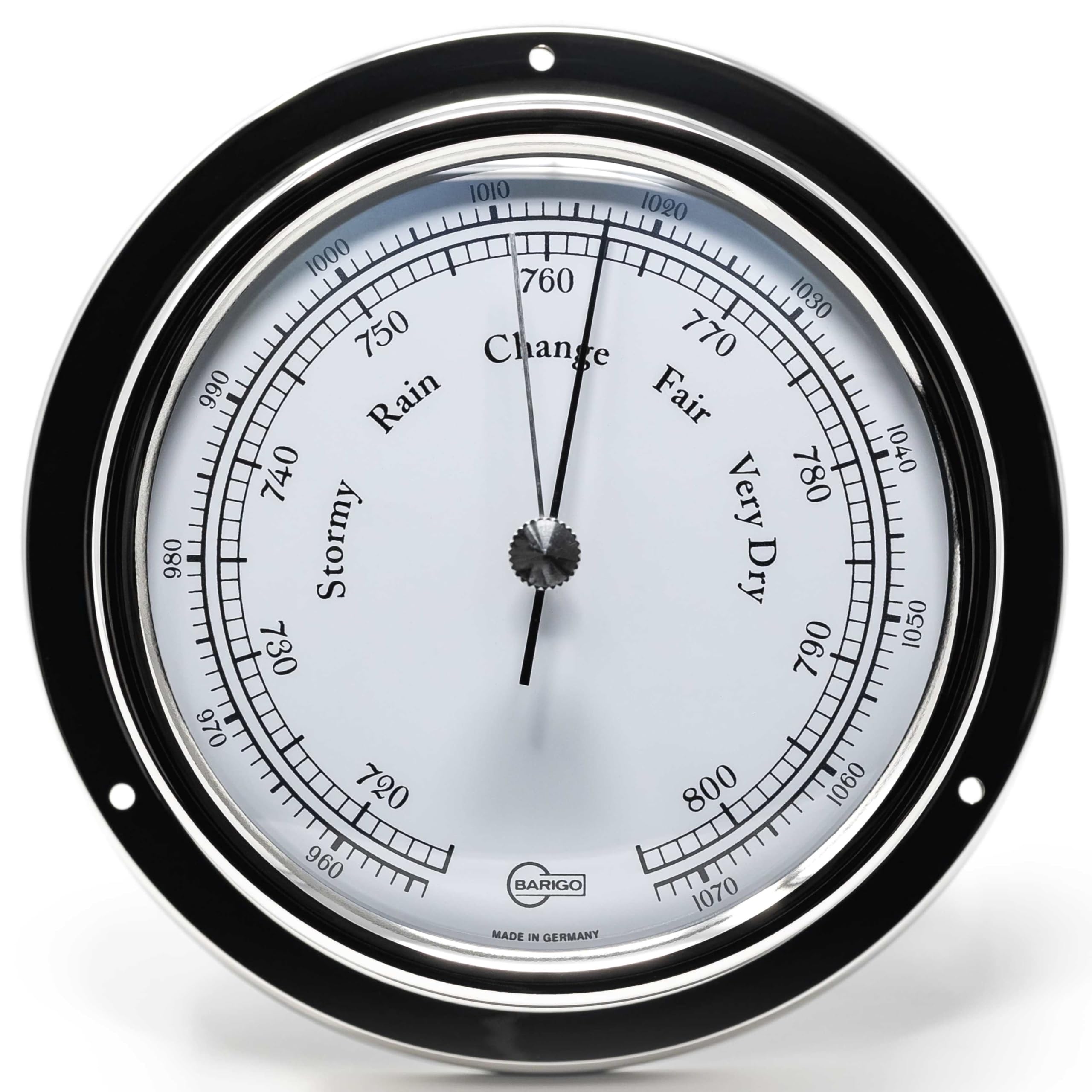 Barigo Bundle - Barometer, Thermo-Hygrometer und Quarzuhr - Serie Regatta - Edelstahl poliert - Set 3 Stück - Made in Germany