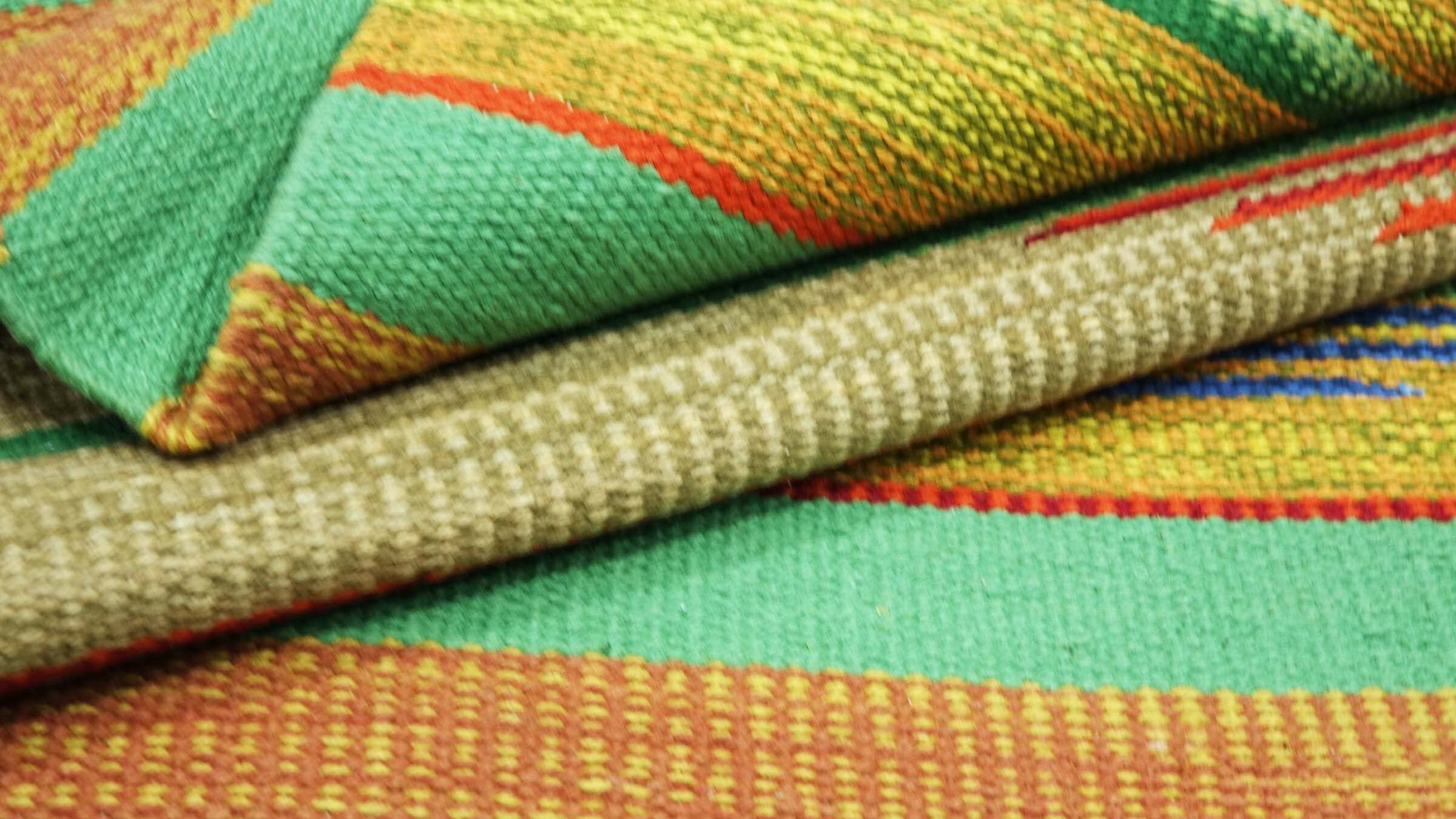 Knallbunter Kelim Teppich 60x120 Handgewebt Mehrfarbig Gestreift Handarbeit 13