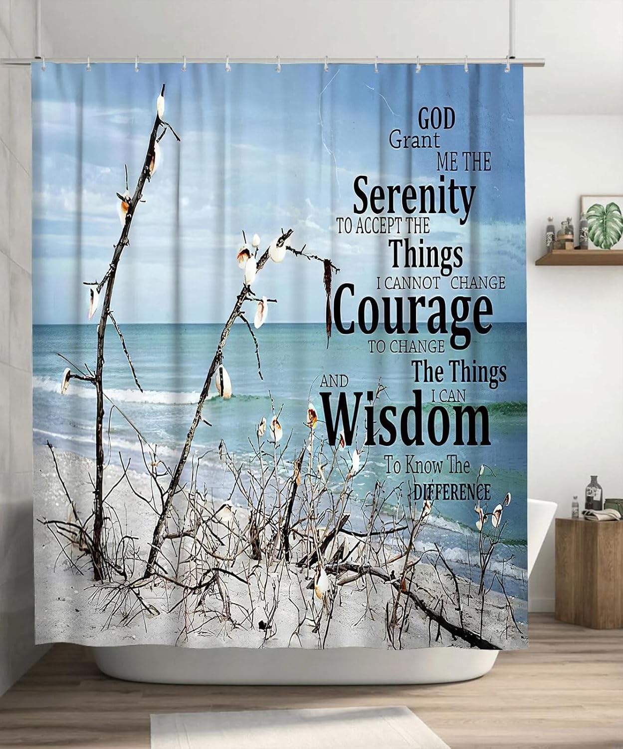 yowecso Serenity Prayer Shower Curtain Scripture Christian