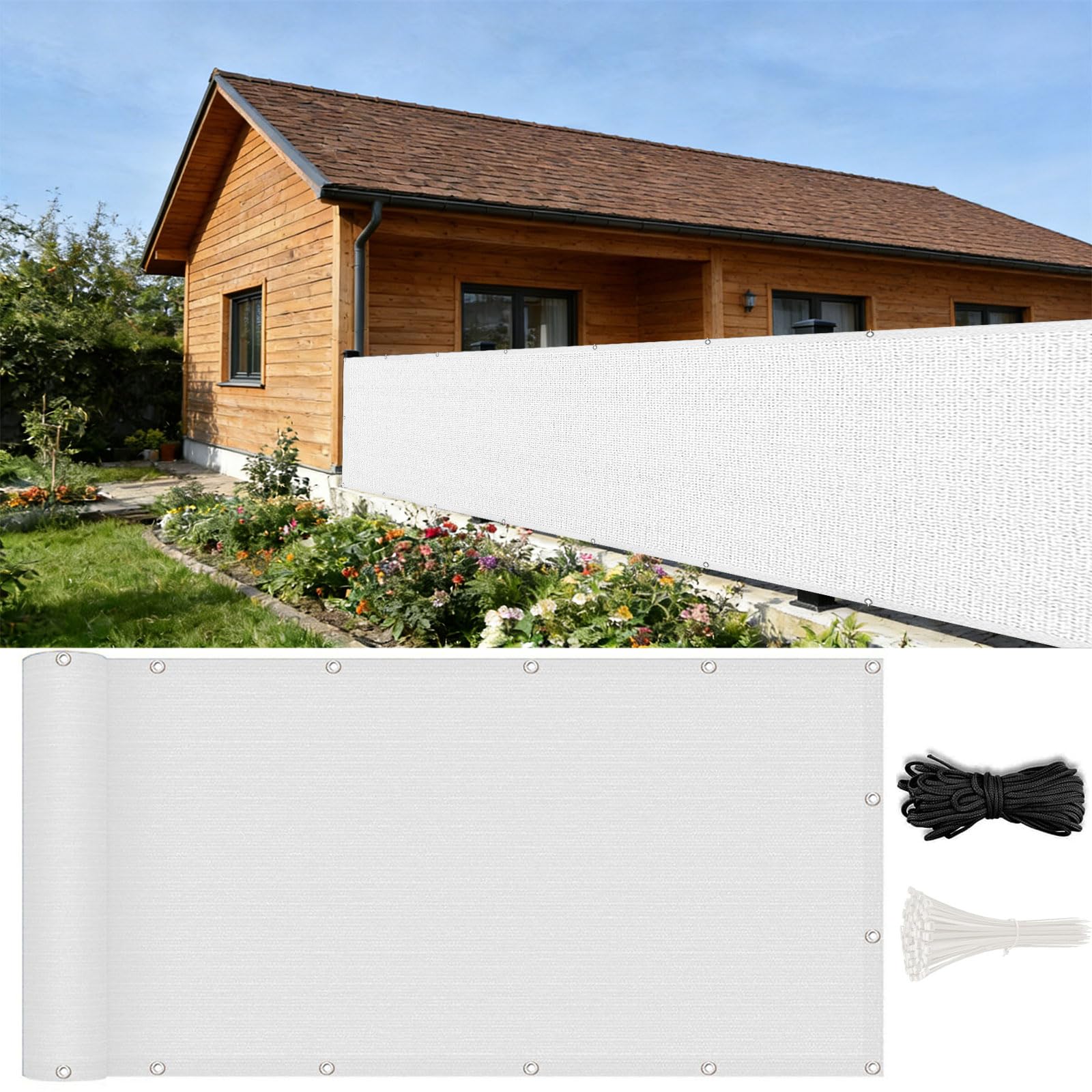 Brise-vue pour balcon extérieur en toile blanche pour terrasses en ville