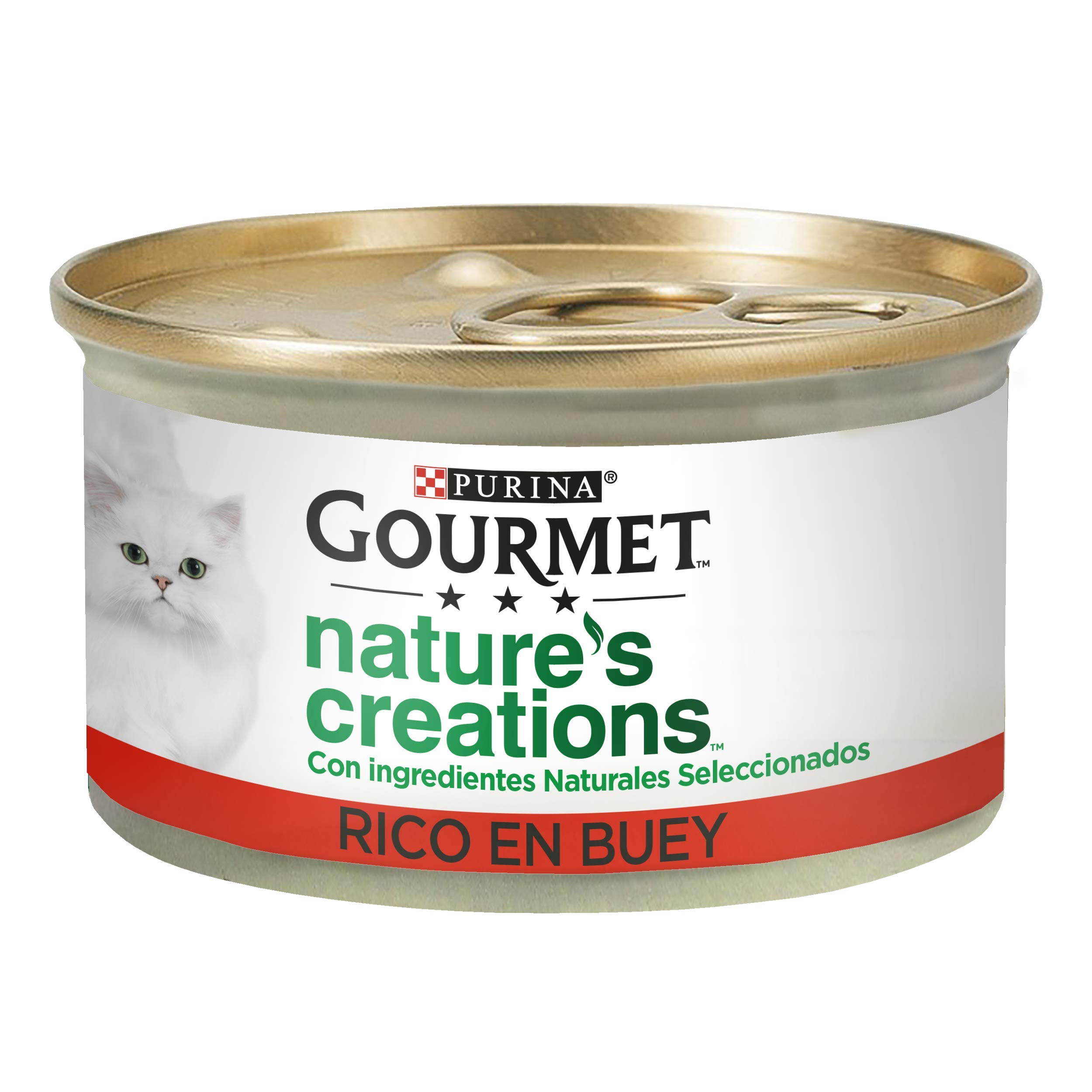 Purina Gourmet Nature's Creations Comida Húmeda Natural para Gato con Buey, 24 latas de 85g en oferta en Amazon