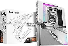 GIGABYTE Placa-mãe B650E AORUS STEALTH ICE - Suporta AMD Ryzen 9000 CPUs - 12 + 2 fases VR - até 8000 MHz DDR5 (OC)- 1xPCIe 5.0 M2 + 3xPCIe 4.0 M.2- Wi-Fi 7-2.5GbE LAN - USB 3.2 Gen 2x2