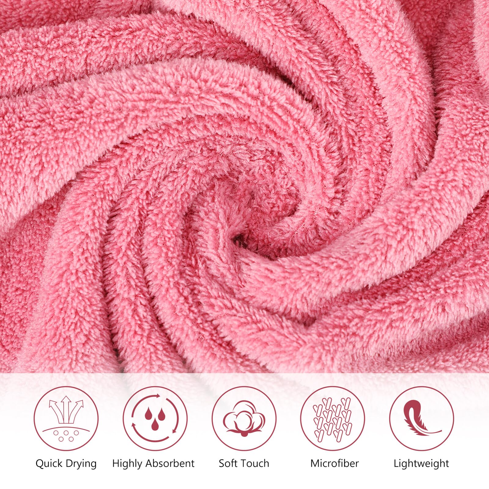 VALICLUD 5 Piezas Toallas de Baño de Microfibra Absorbentes Diseño Sólido Colores Gris Rojo Púrpura y y Duraderas para Ducha y SPA Familiar