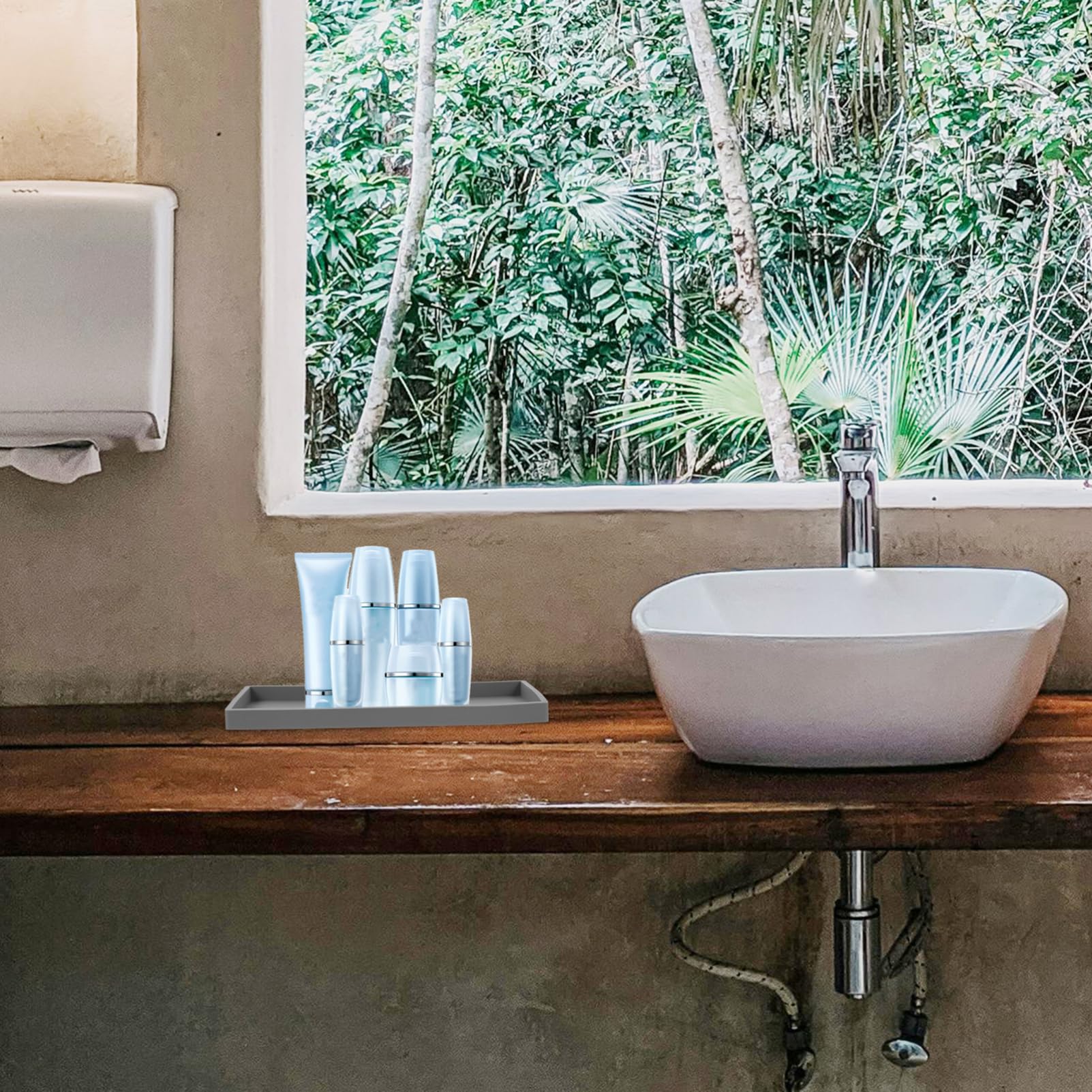 2 vassoi decorativi da bagno, in silicone, piccoli vassoi da toeletta, decorazione da bagno, accessori moderni, per lavello della cucina, soggiorno, lavandino, vasca da bagno (bianco