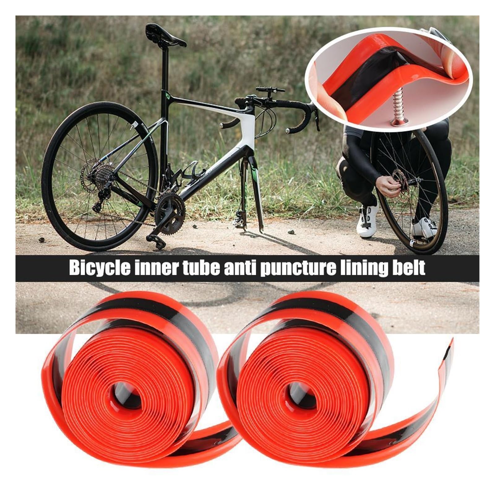 Fahrradfelge Tape Rack 2 Stück rote Pannenschutz-Innenschläuche for MTB und Rennrad – Fahrrad-Reifenschutzband Velox Felgenband
