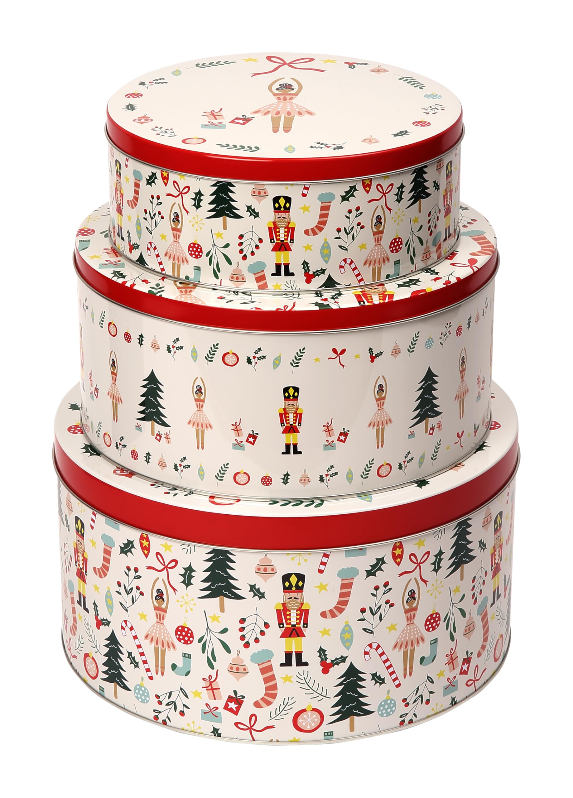 Dexam Nutcracker Set of 3 Round Cake Tins, White