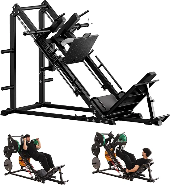 AOWINNOX Fitness 45-Degree Leg Press and Hack Squat Machine, 2000 LBS Loading Capacity Quads、 Hamstrings、Glutes and Calves Workout Equipment for Home Gym.