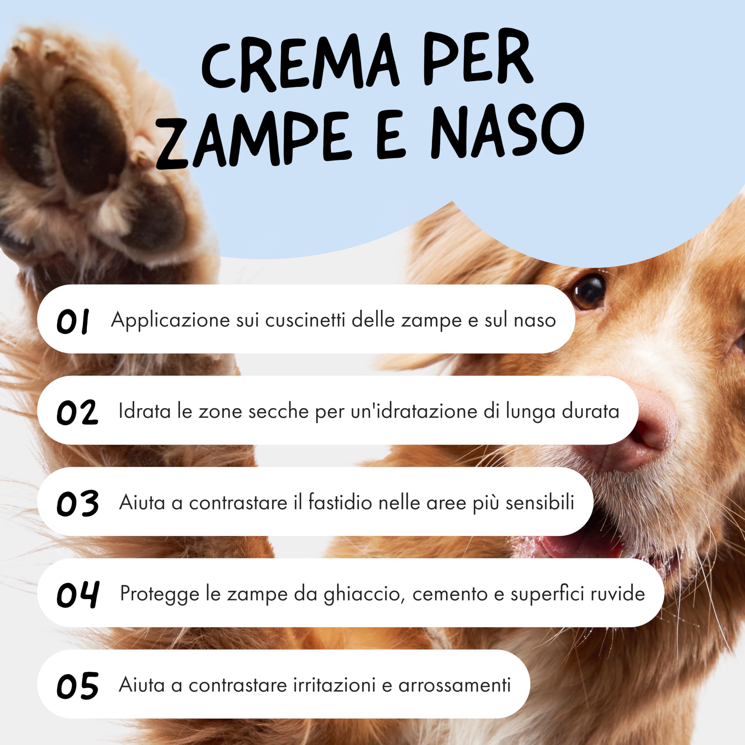 Belly® Crema Polpastrelli Cane 50g - Idrata e Protegge Naso e Zampe dal Freddo - Naturale, Sicura da Leccare, Senza Profumo - Crema Zampe Cane Neve, Sollievo per Secchezza, Screpolature e Prurito
