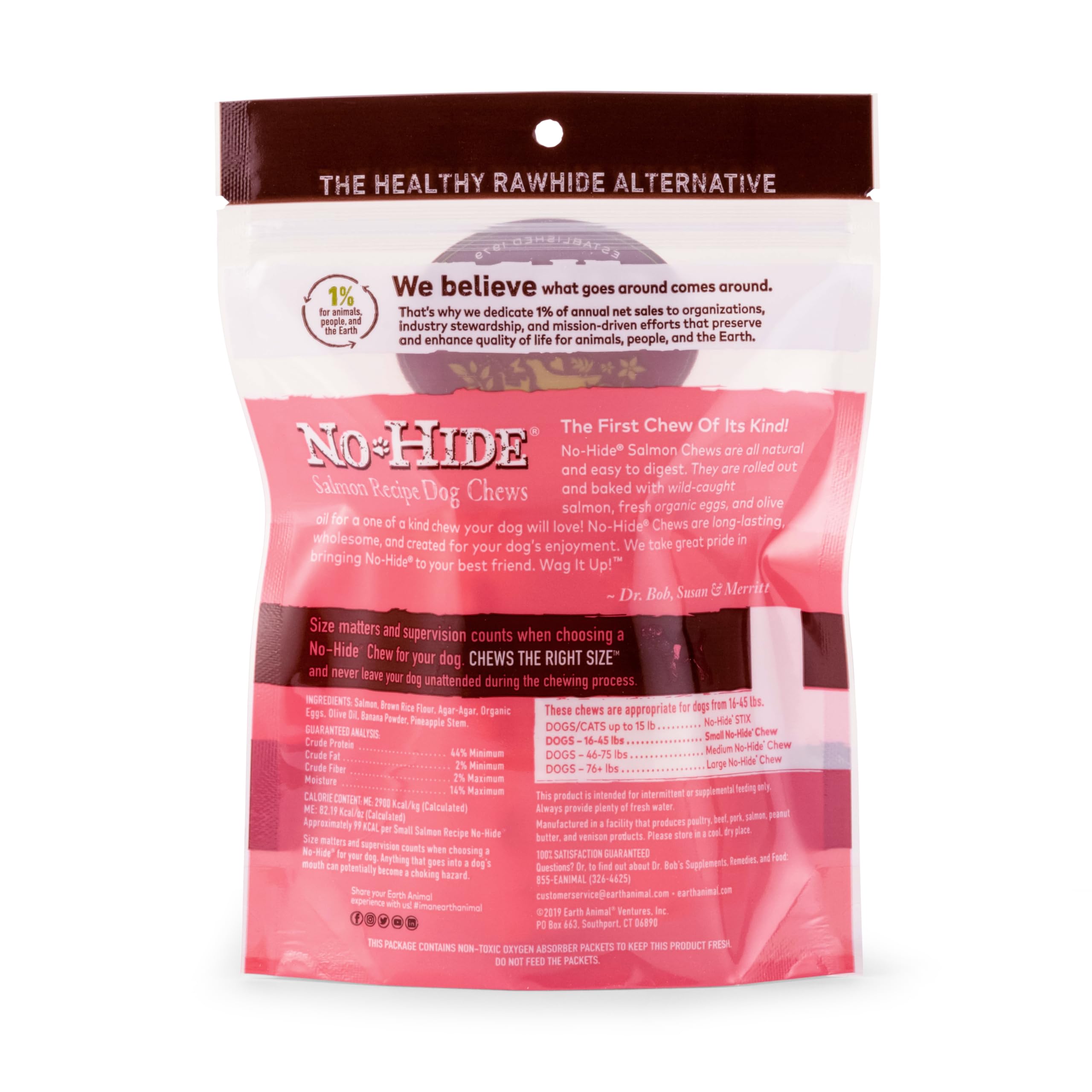 Earth Animal Piccole ossa da masticare per cani No Hide Stix con salmone naturale e senza pelle, ossa da masticare a lunga durata | Dolcetti per cani piccoli (confezioni da 1)