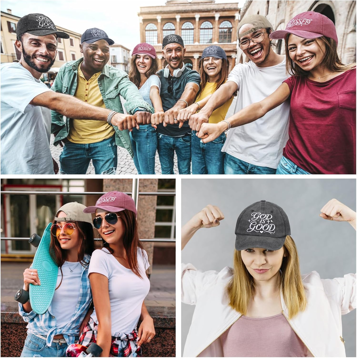 12 Pack Christian Hats for Men Women, Faith Religious Hats Adjustable Cotton Embroidered Jesus Faith Church Gifts