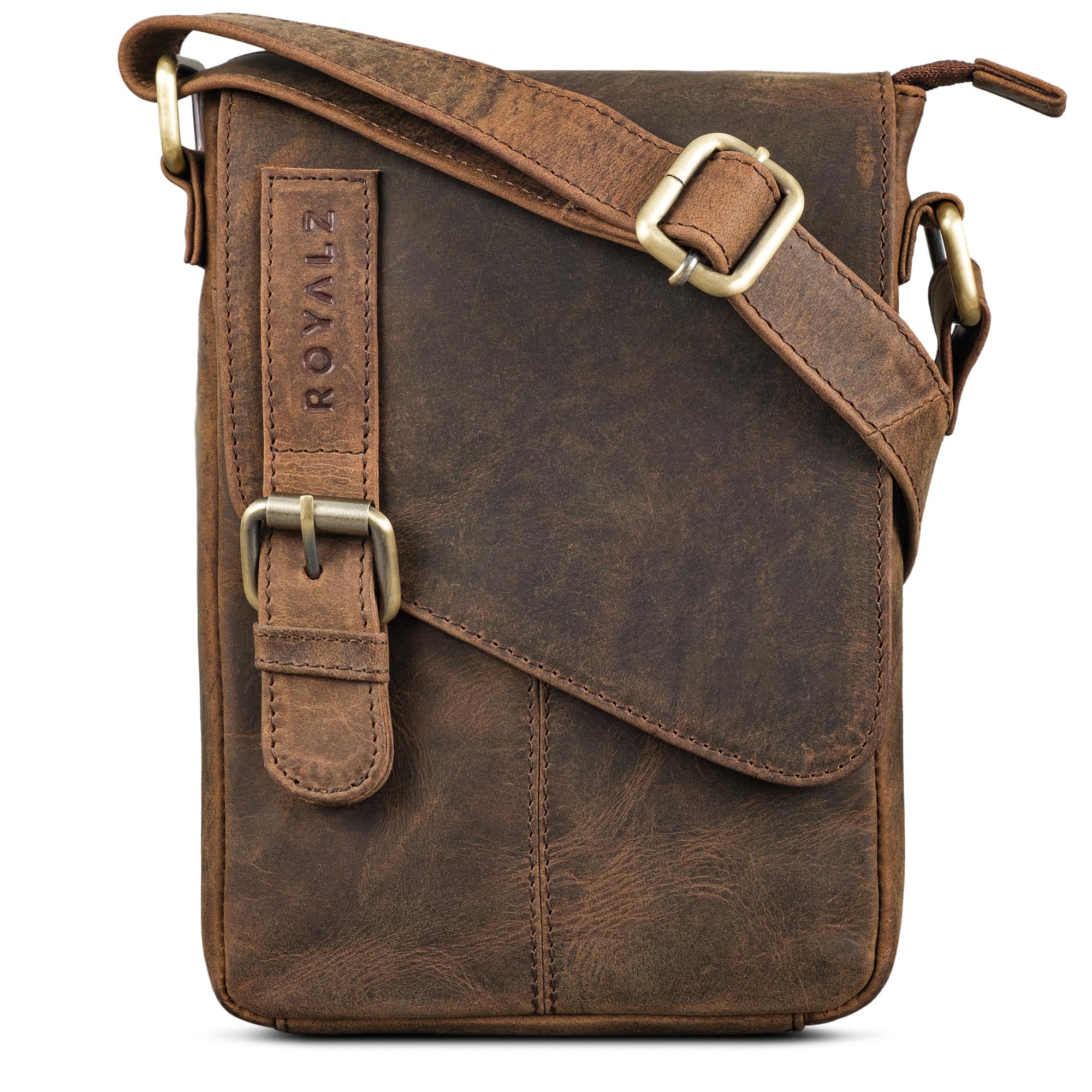 ROYALZ 'Louisiana' borsello tracolla in pelle per uomo piccola borsa vero cuoio stil vintage massaner elegante mini