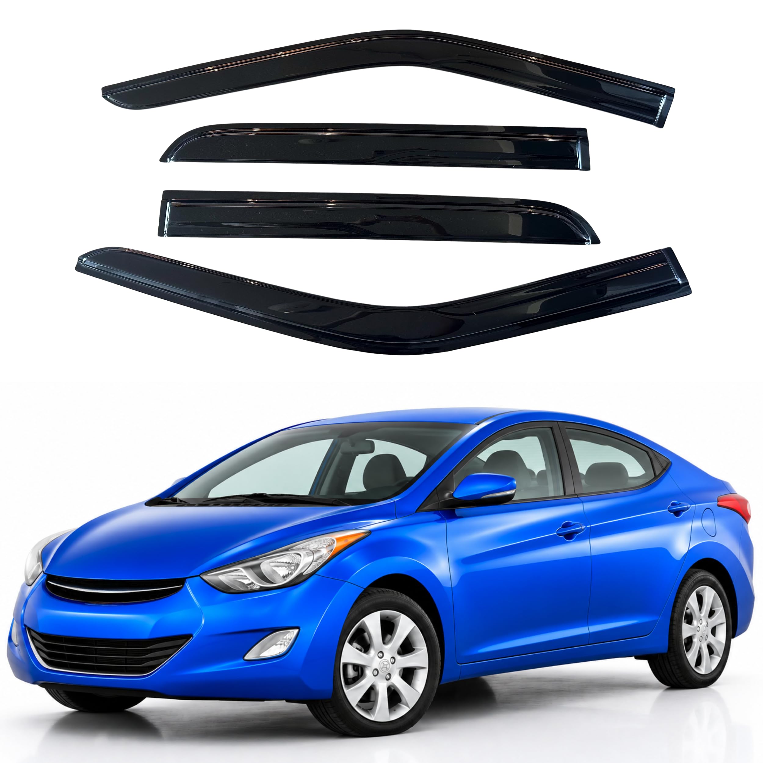 IG Window Visors Fit for 2011-2016 Hyundai Elantra Sedan, Out-Channel Rain Guards Vent Wind Deflectors 4PC, Car Accessories for 11-16 Elantra Sedan (Excludes GT)