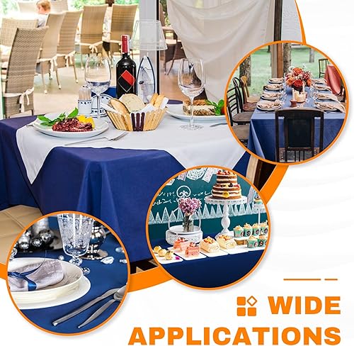 Miniatura 5 de Paquete de 24 manteles desechables de plástico color azul, 54 x 108 pulgadas, para mesas rectangulares, mantel desechable para comedor, fiestas,